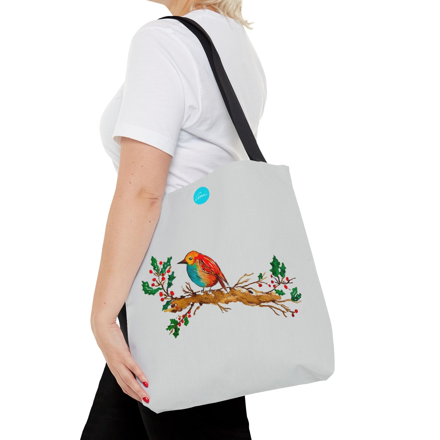 Bright Bird on a Branch Light Grey Tote Bag