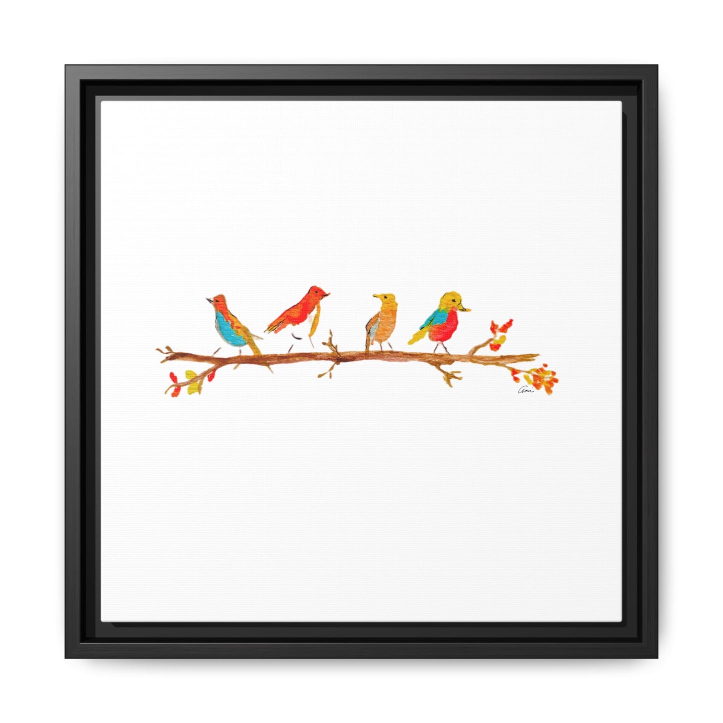 Birds on a Branch Gallery Canvas Print with Frame