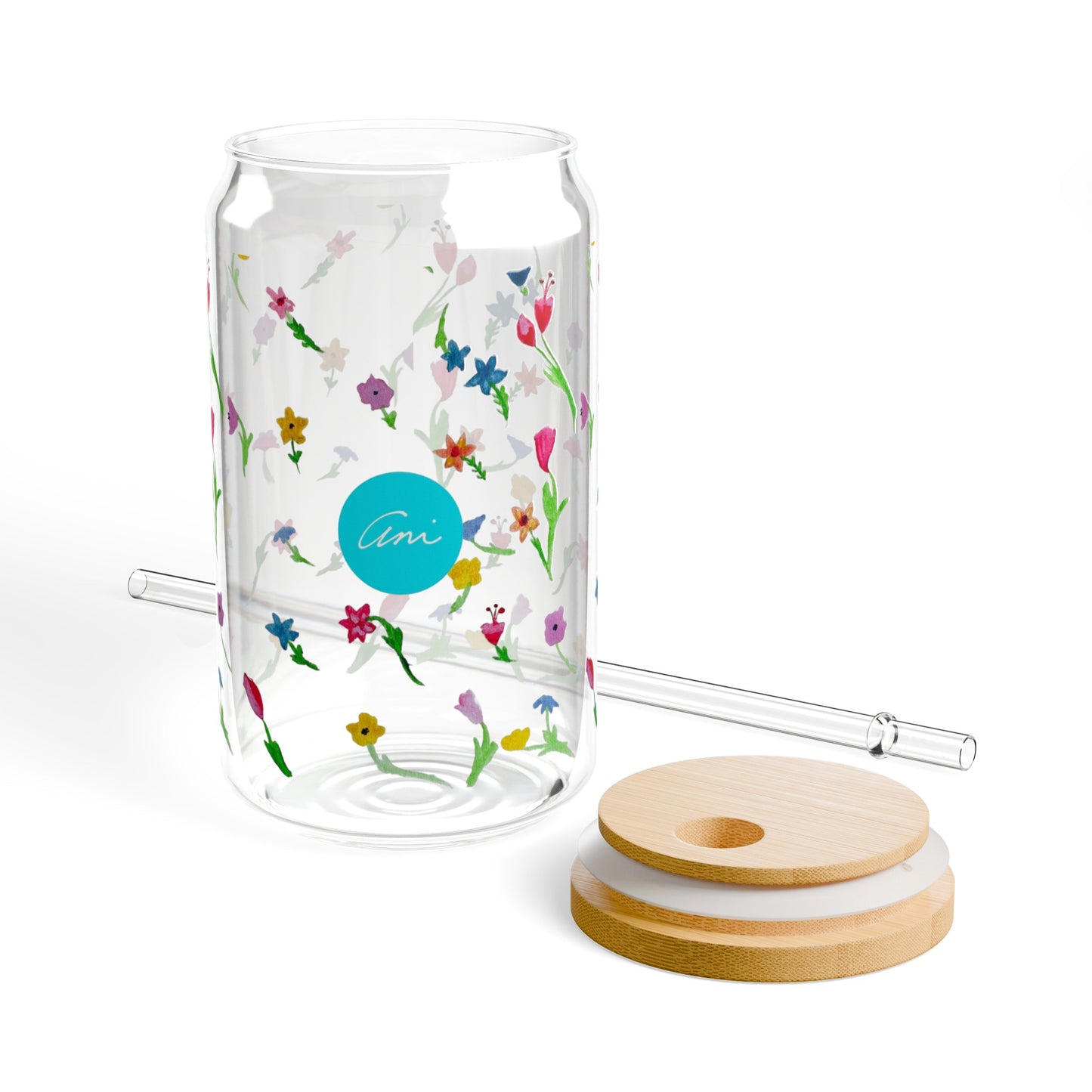 Floating Flowers Sipper Glass, 16oz