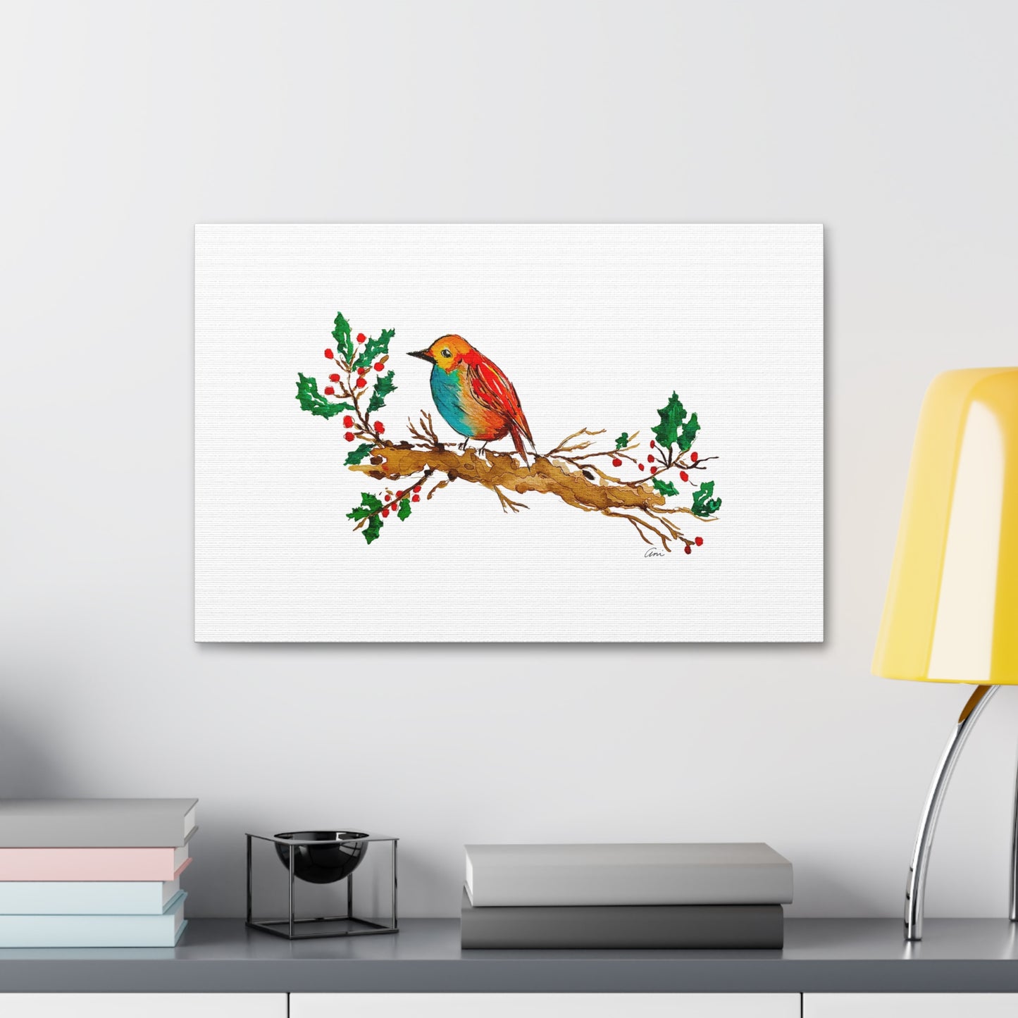 Bright Bird on a Branch Canvas Print