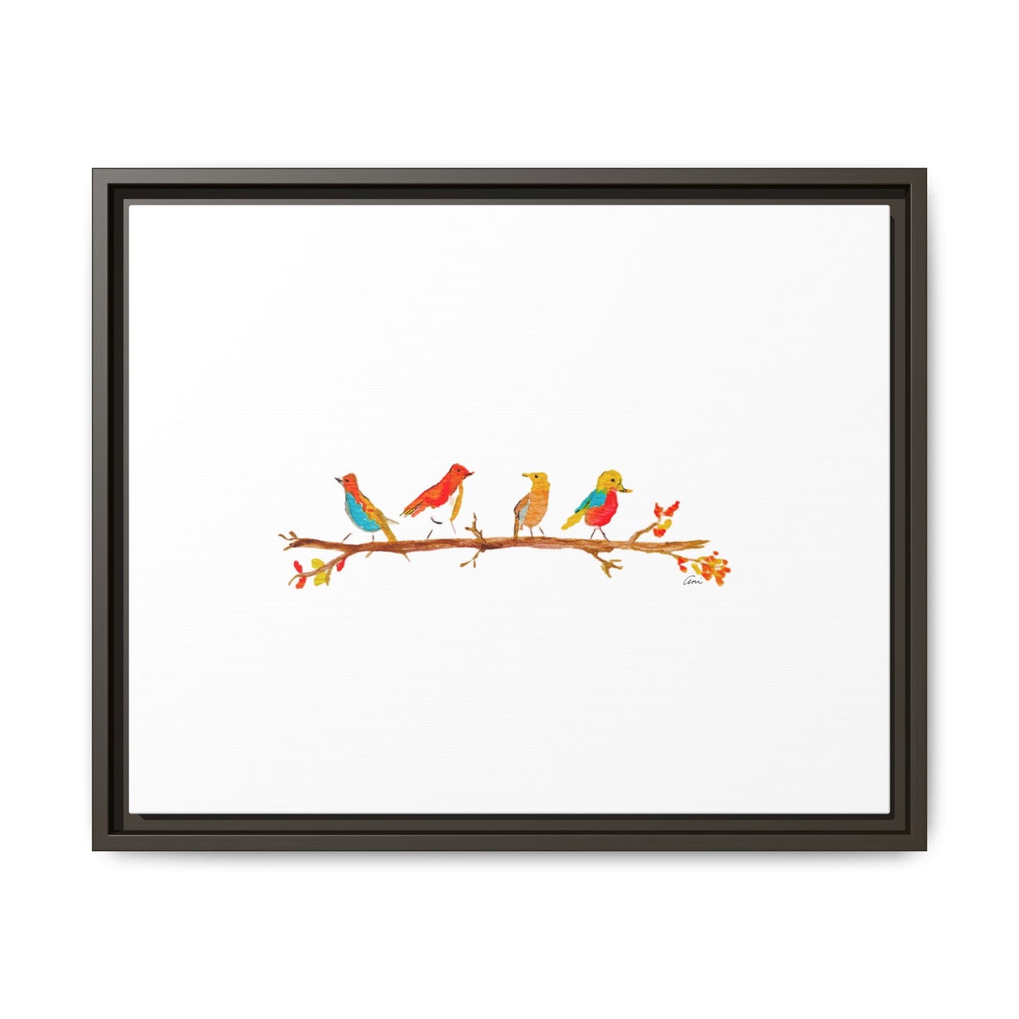Birds on a Branch Gallery Canvas Print with Frame