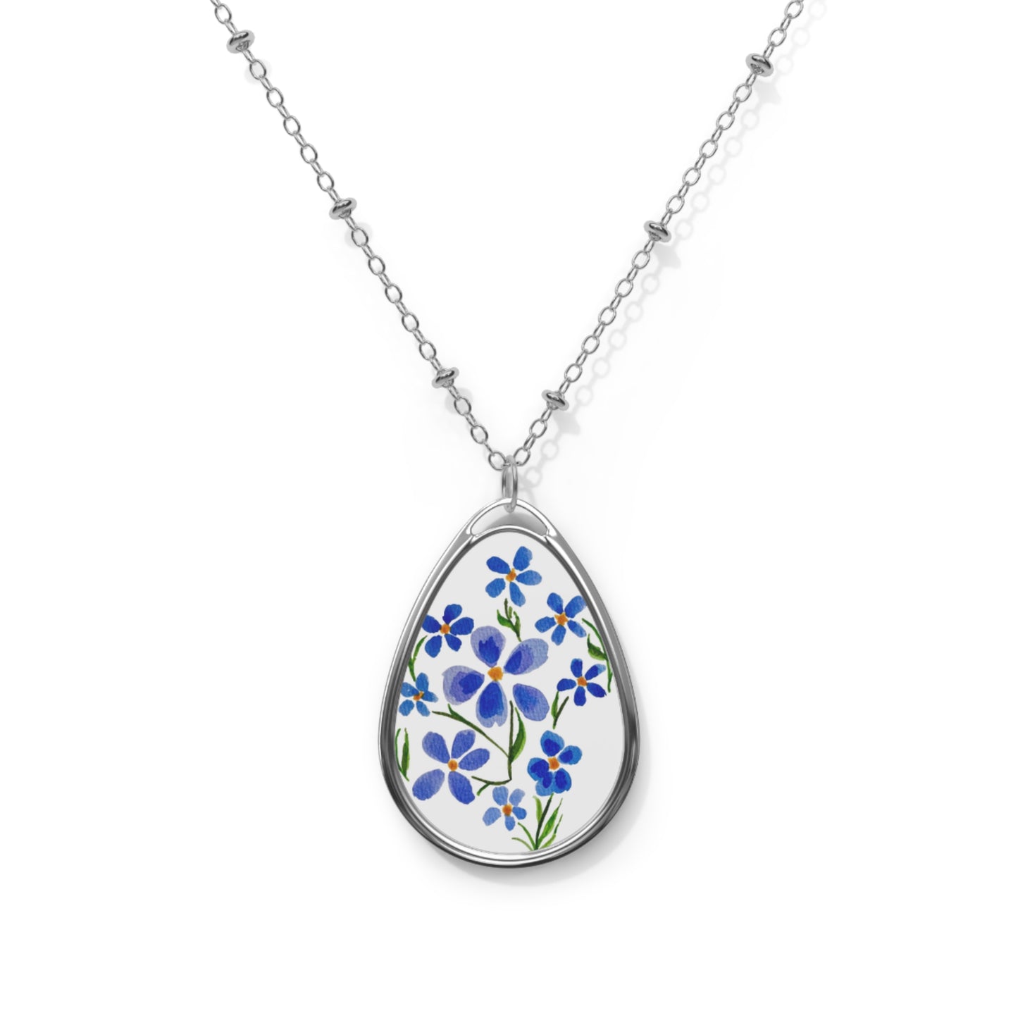 Forget Me Not Oval Necklace