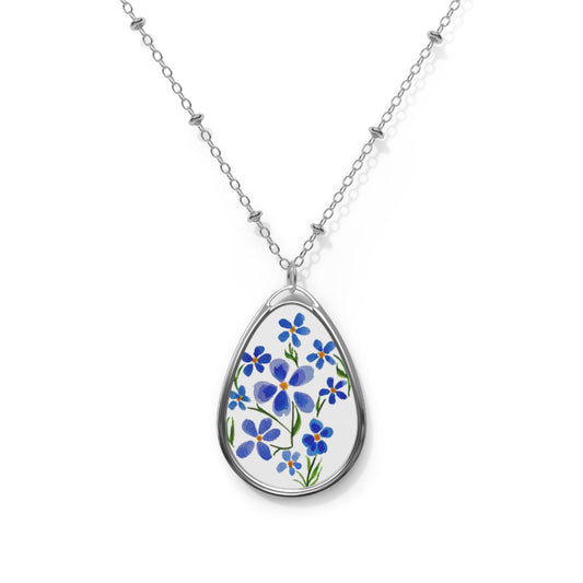 Forget Me Not Oval Necklace