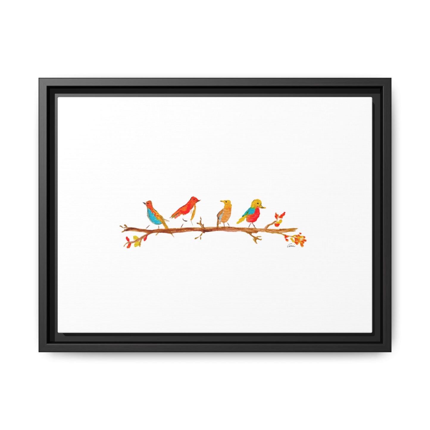 Birds on a Branch Gallery Canvas Print with Frame