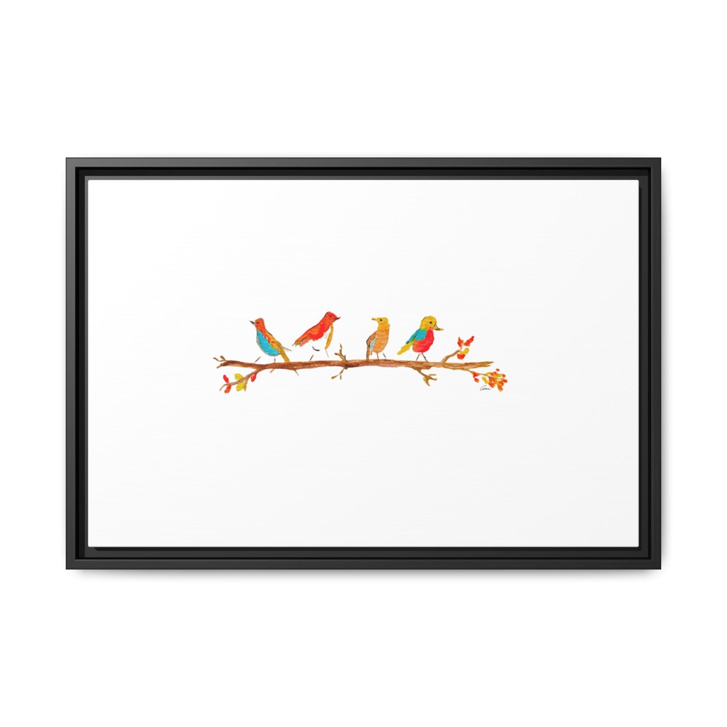 Birds on a Branch Gallery Canvas Print with Frame