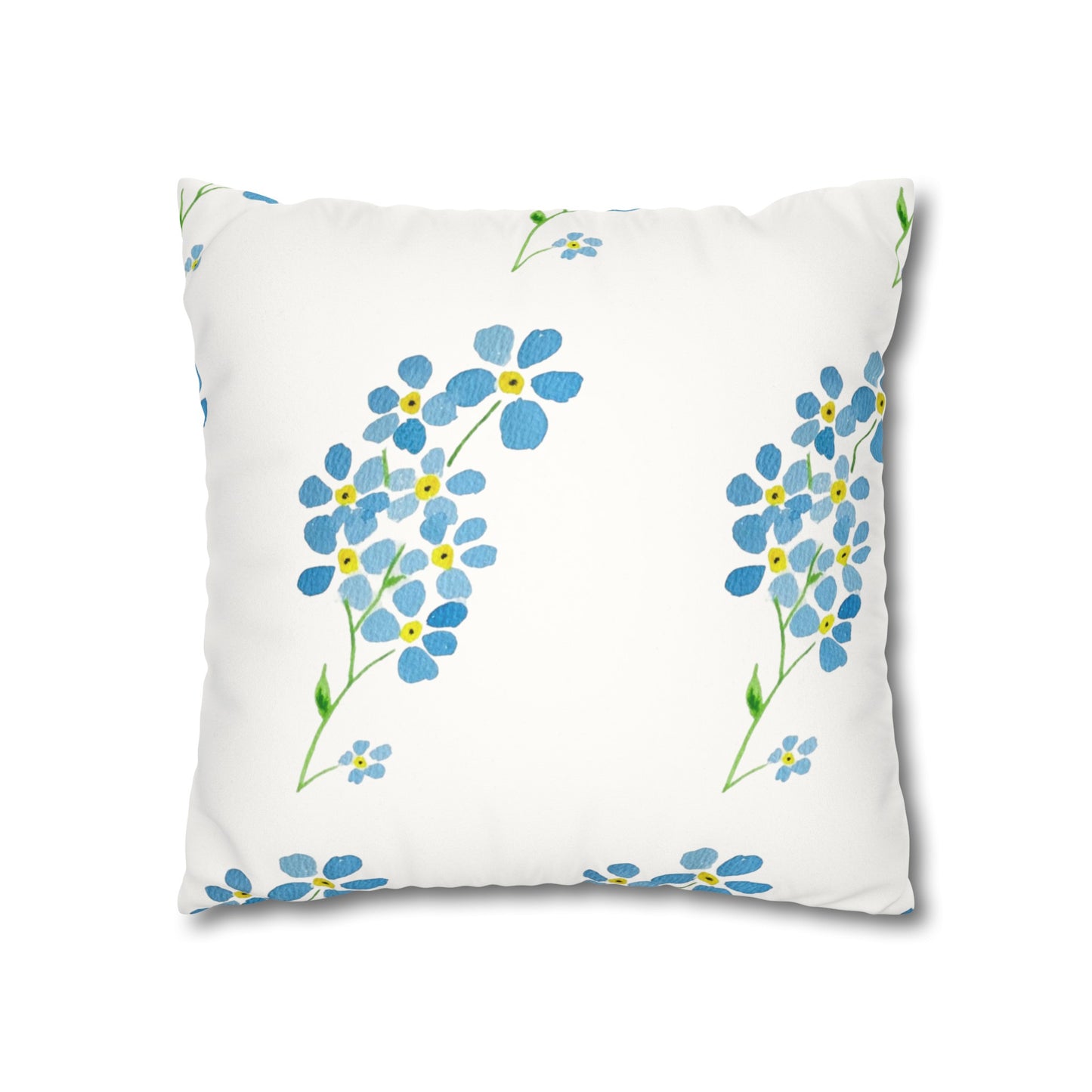 Forget Me Not Floral Faux Suede Square Pillowcase