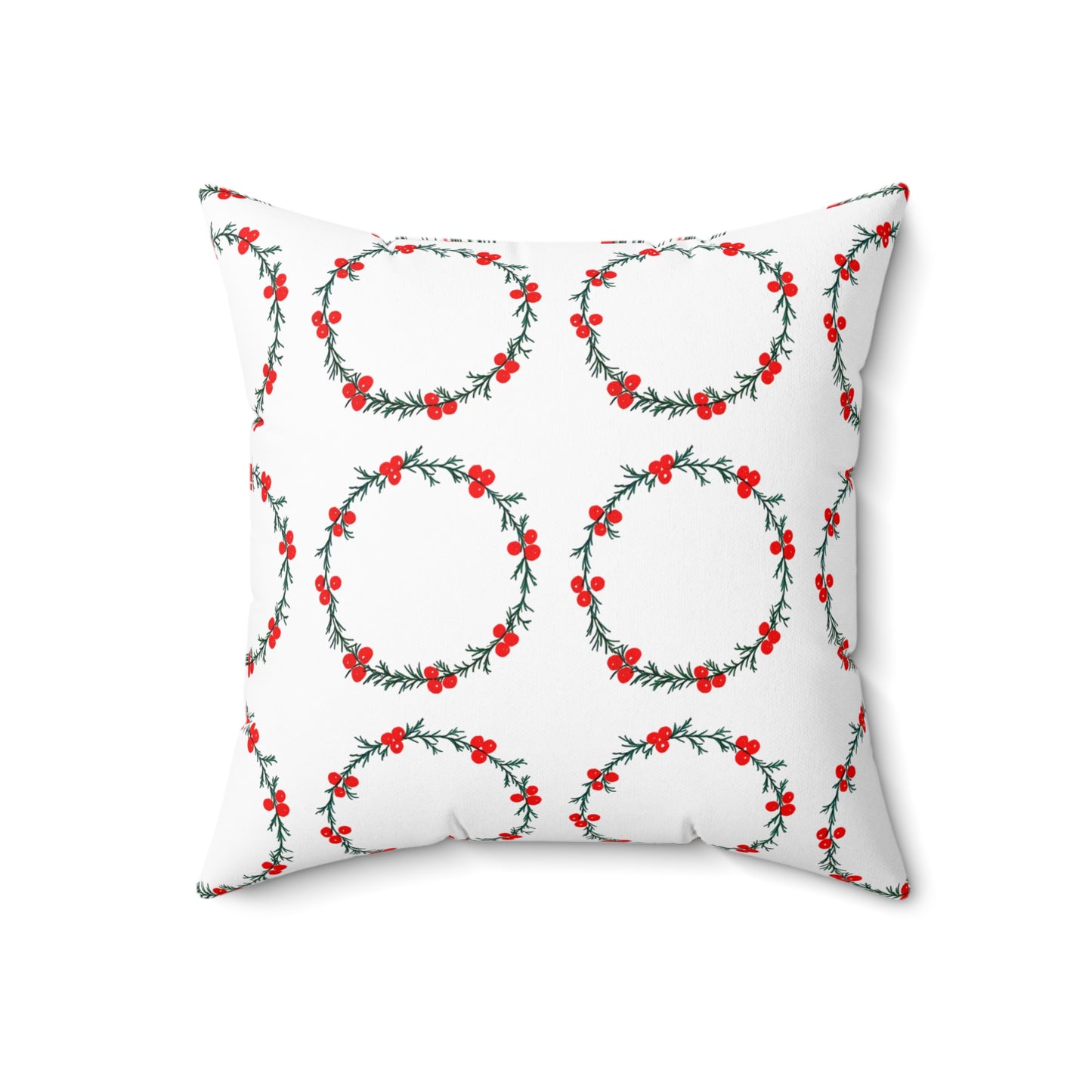 Wreath Faux Suede White Square Pillow