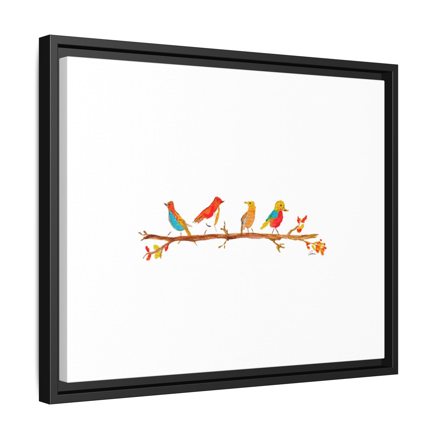 Birds on a Branch Gallery Canvas Print with Frame