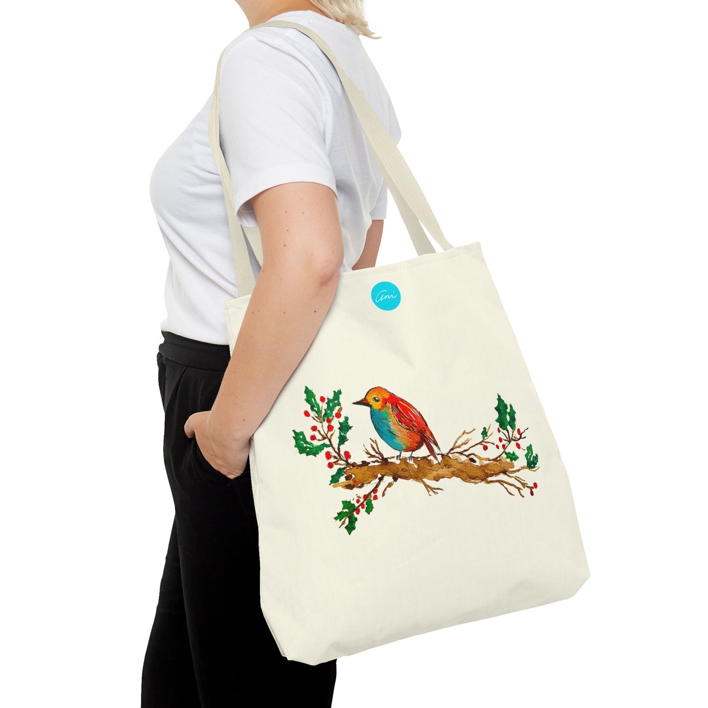 Bright Bird on a Branch Ivory Tote Bag