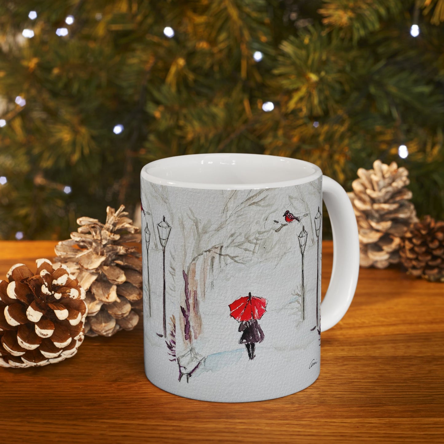 The Red Umbrella Ceramic Mug