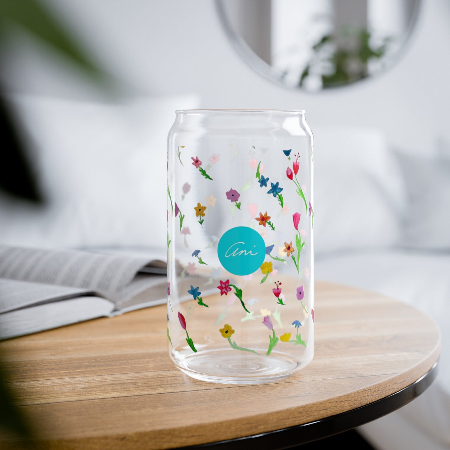 Floating Flowers Sipper Glass, 16oz