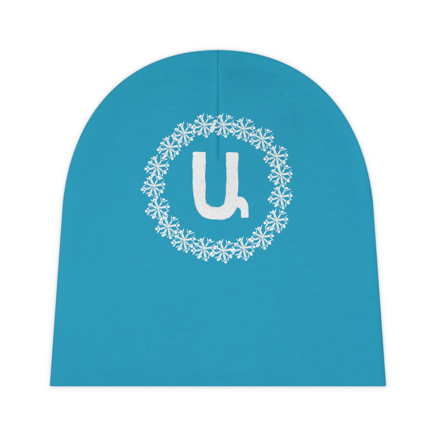 Customizable Armenian Letter Snowflake Turquoise Baby Beanie