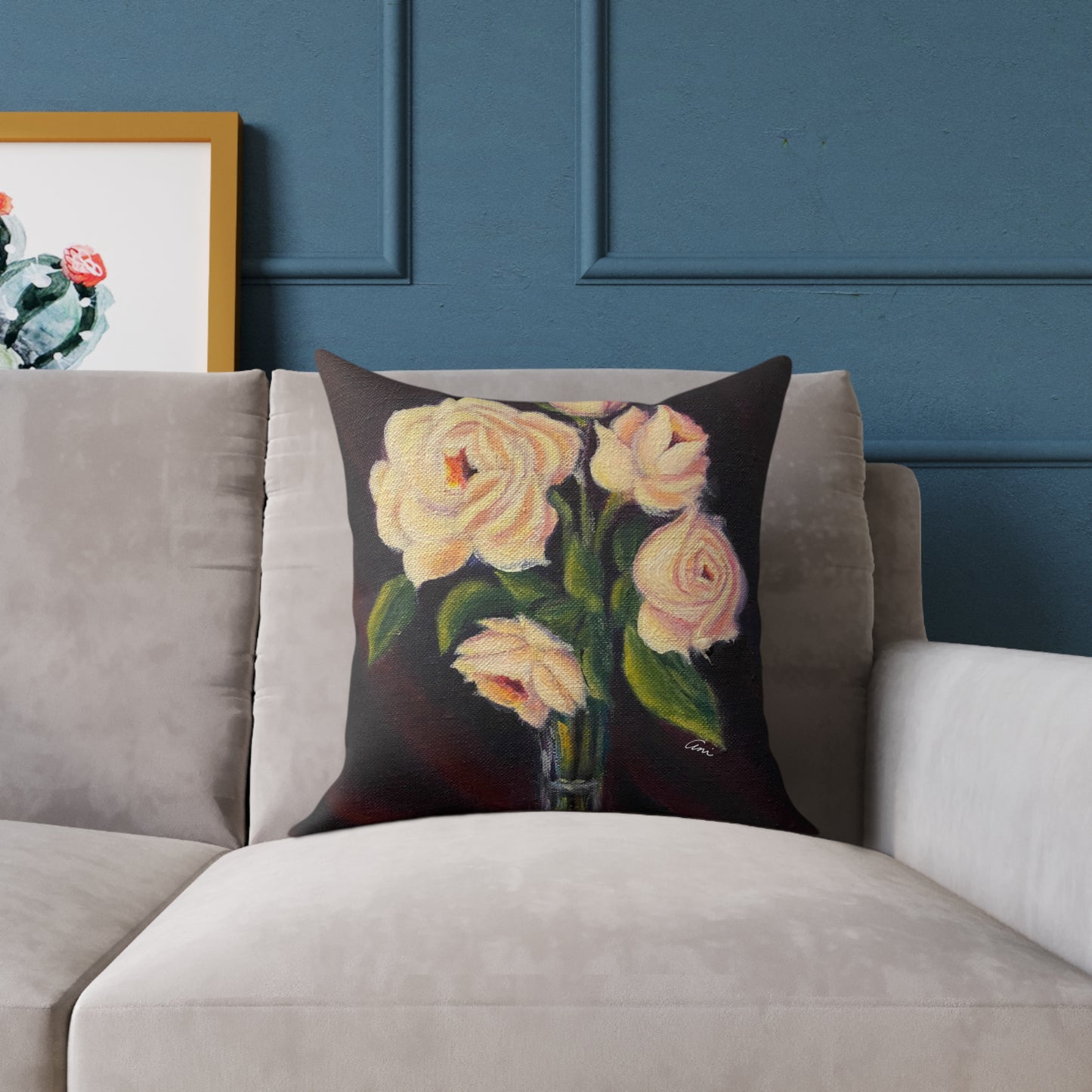 Five Roses Poly Canvas Pillow