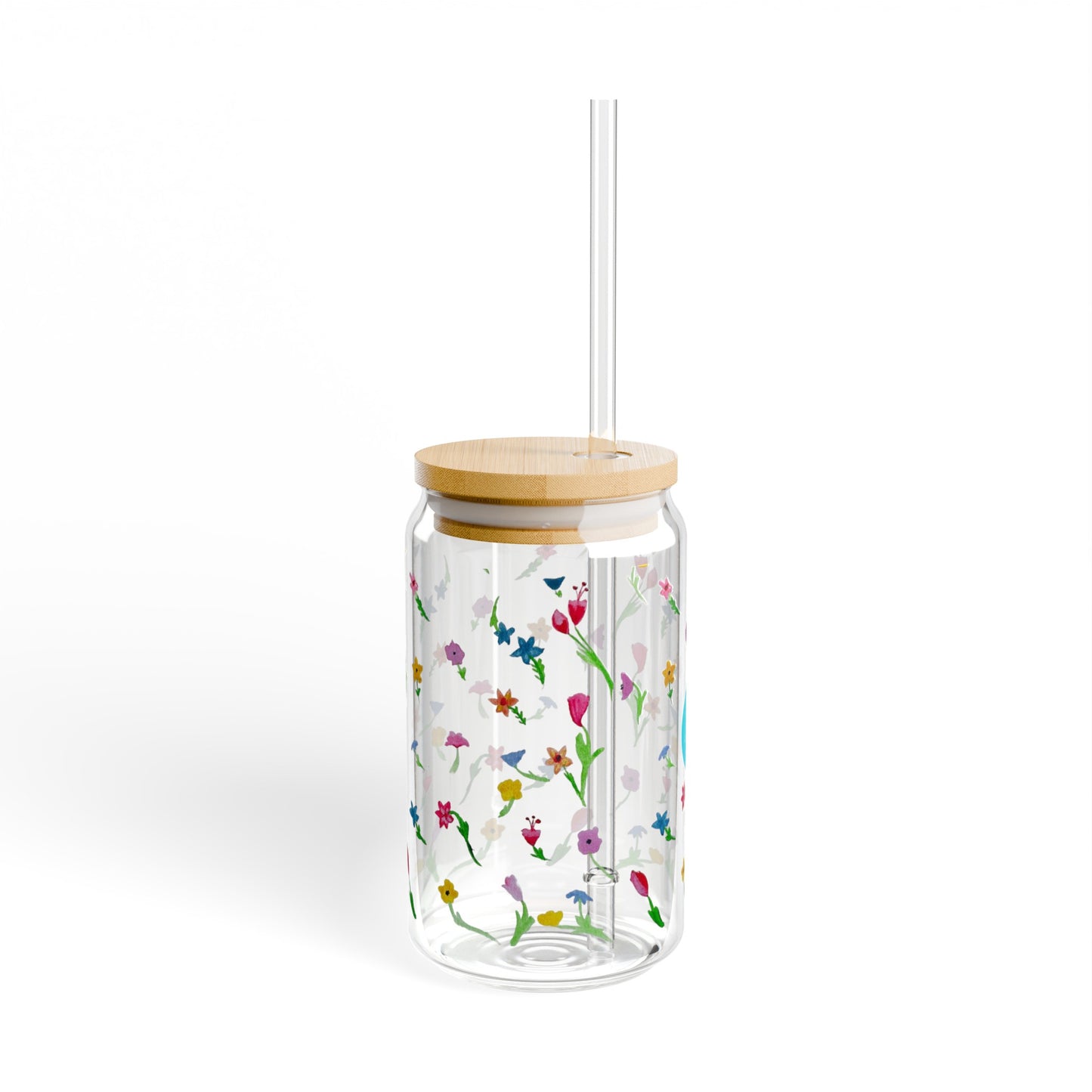 Floating Flowers Sipper Glass, 16oz