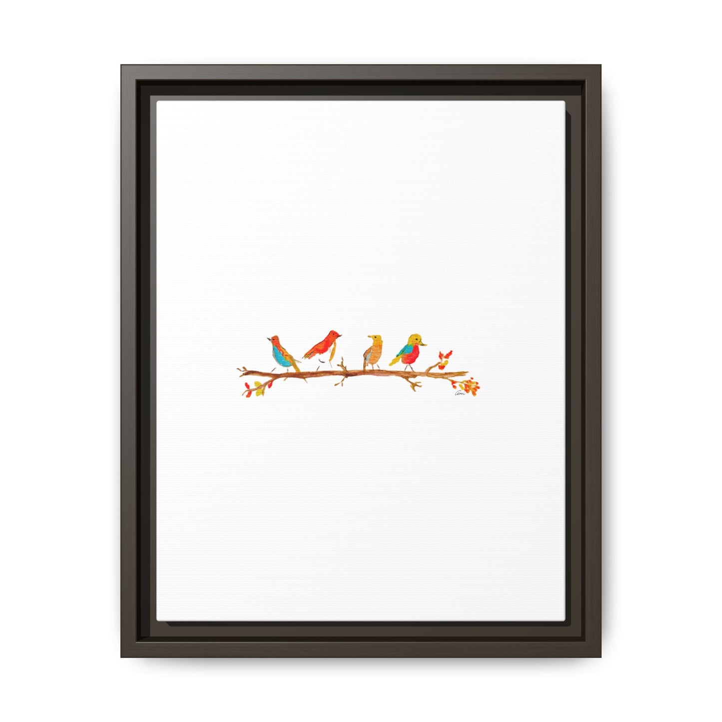 Birds on a Branch Gallery Canvas Print with Frame