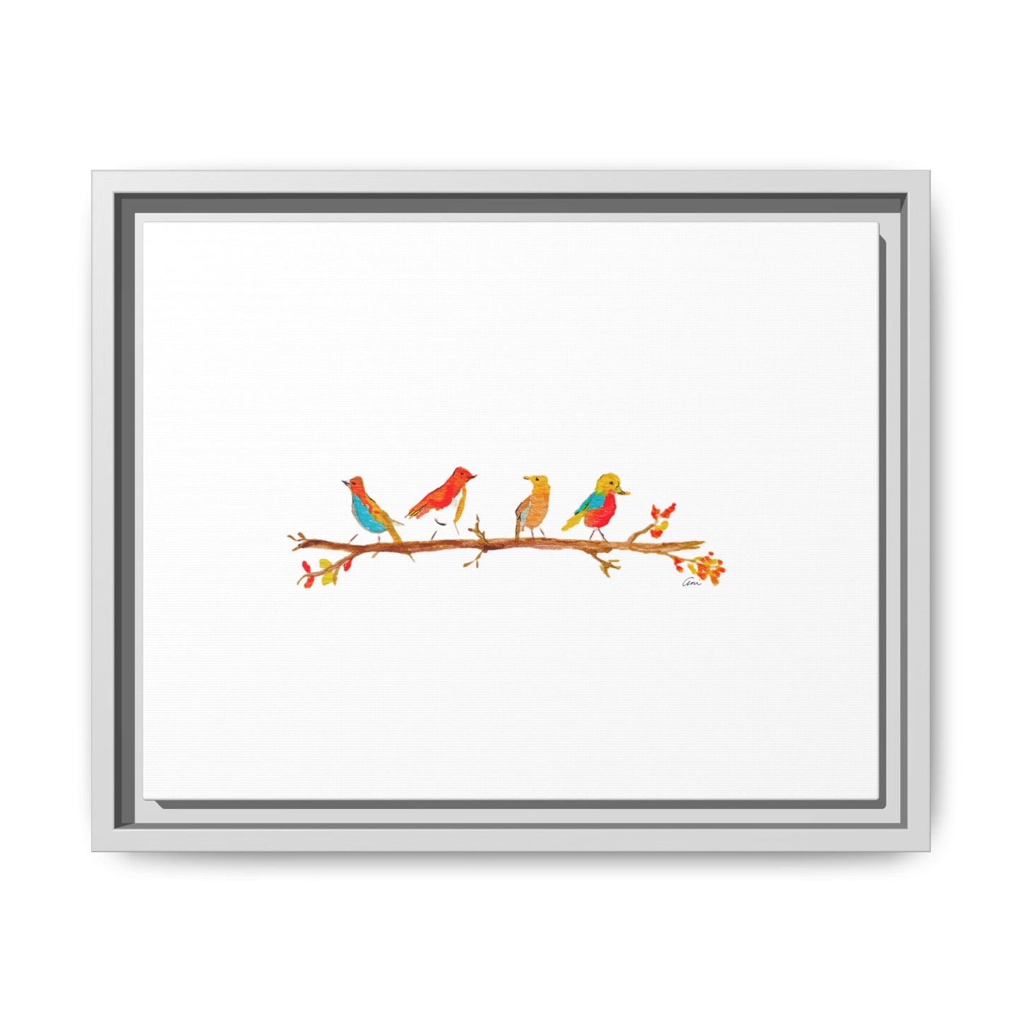 Birds on a Branch Gallery Canvas Print with Frame