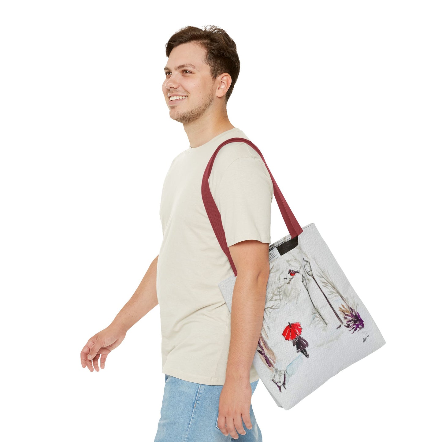 The Red Umbrella Ivory Tote Bag