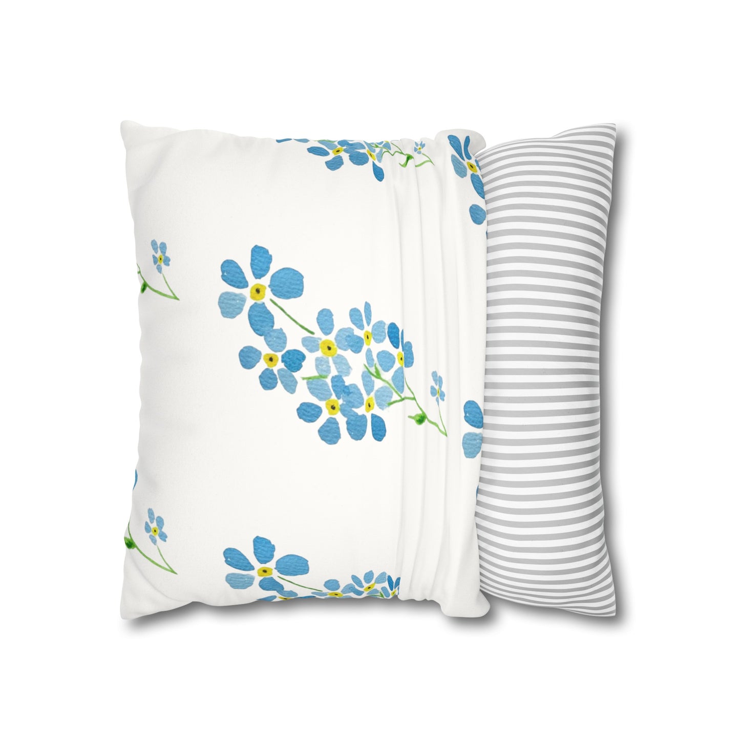 Forget Me Not Floral Faux Suede Square Pillowcase