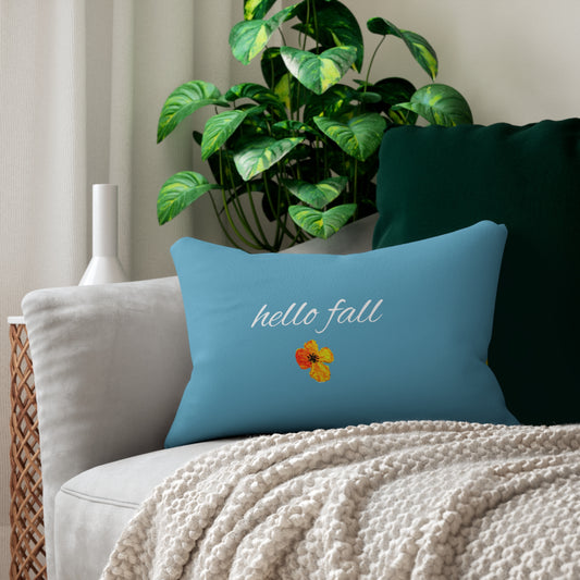 Hello Fall Bouquet Aquamarine Lumbar Pillow