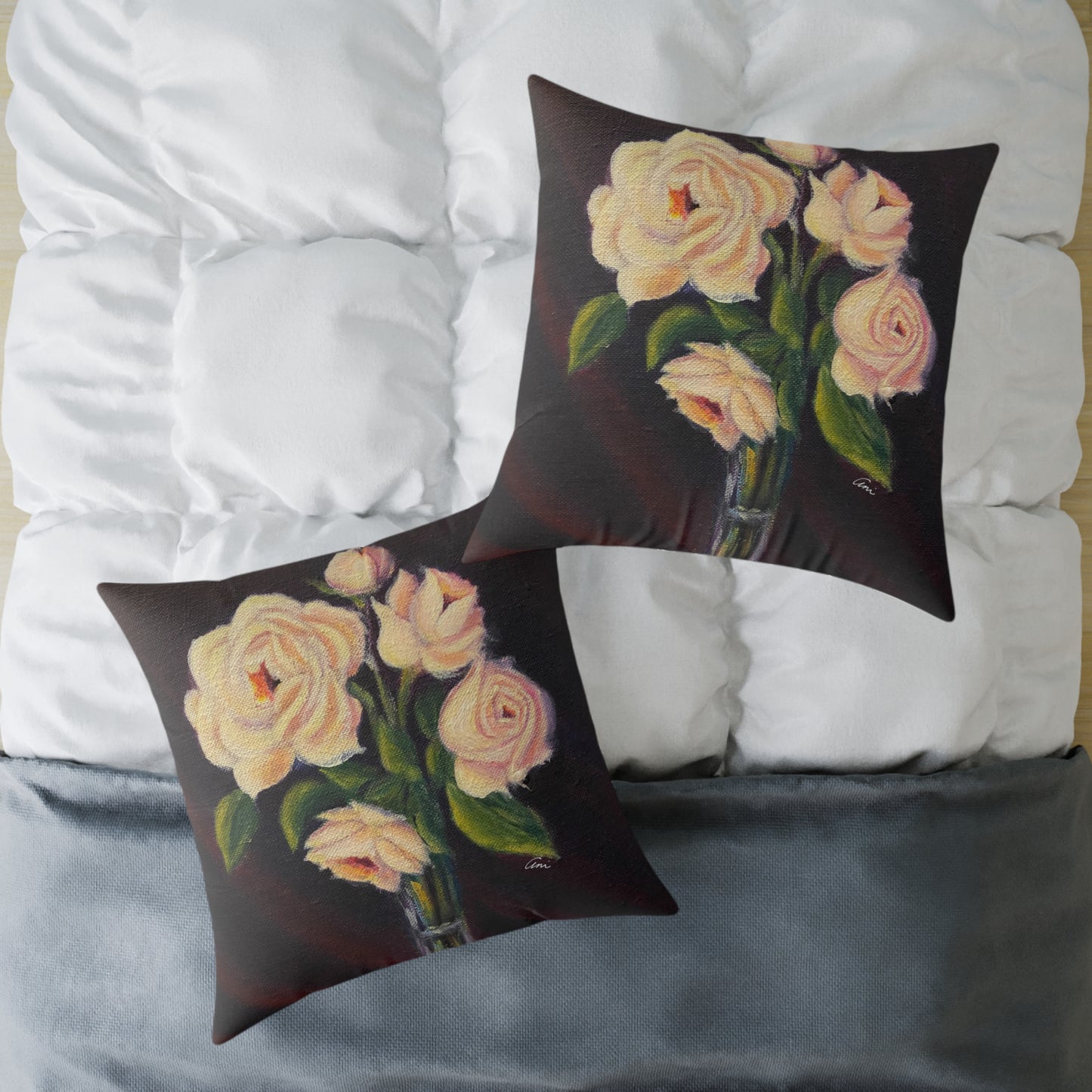 Five Roses Poly Canvas Pillow