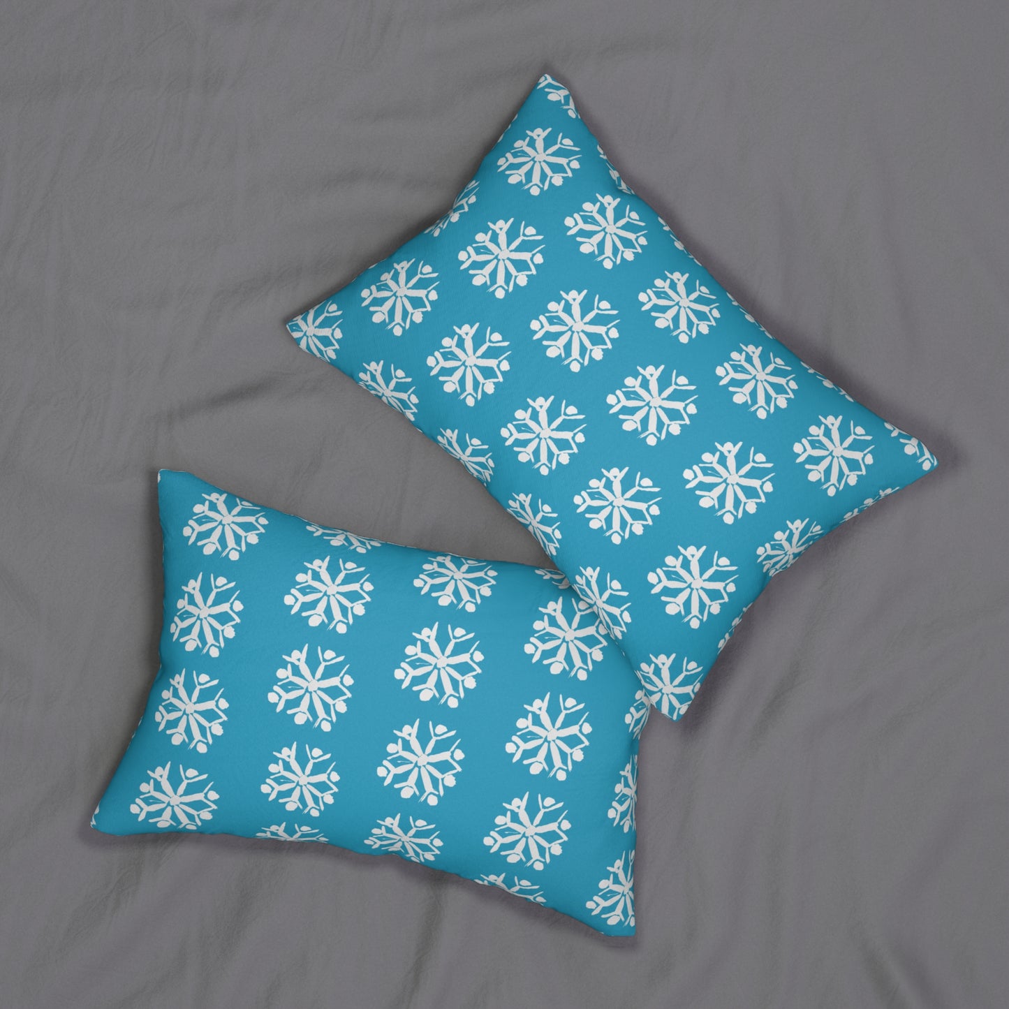 Snowflake Turquoise Lumbar Pillow