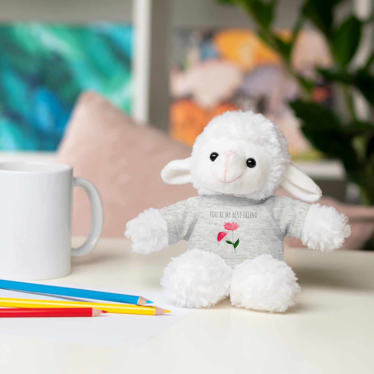 Stuffed Animals with Two Pink Flowers Tee