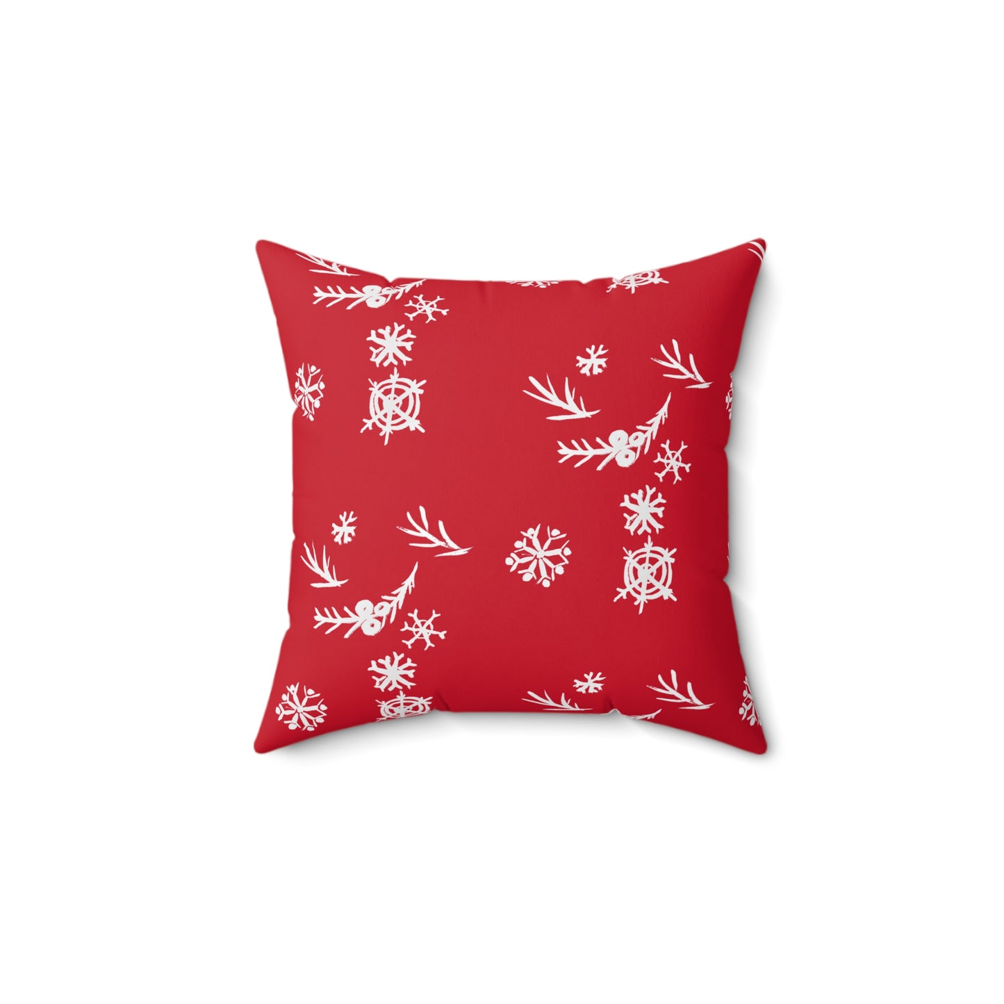 Snowflake Faux Suede Red Square Pillow