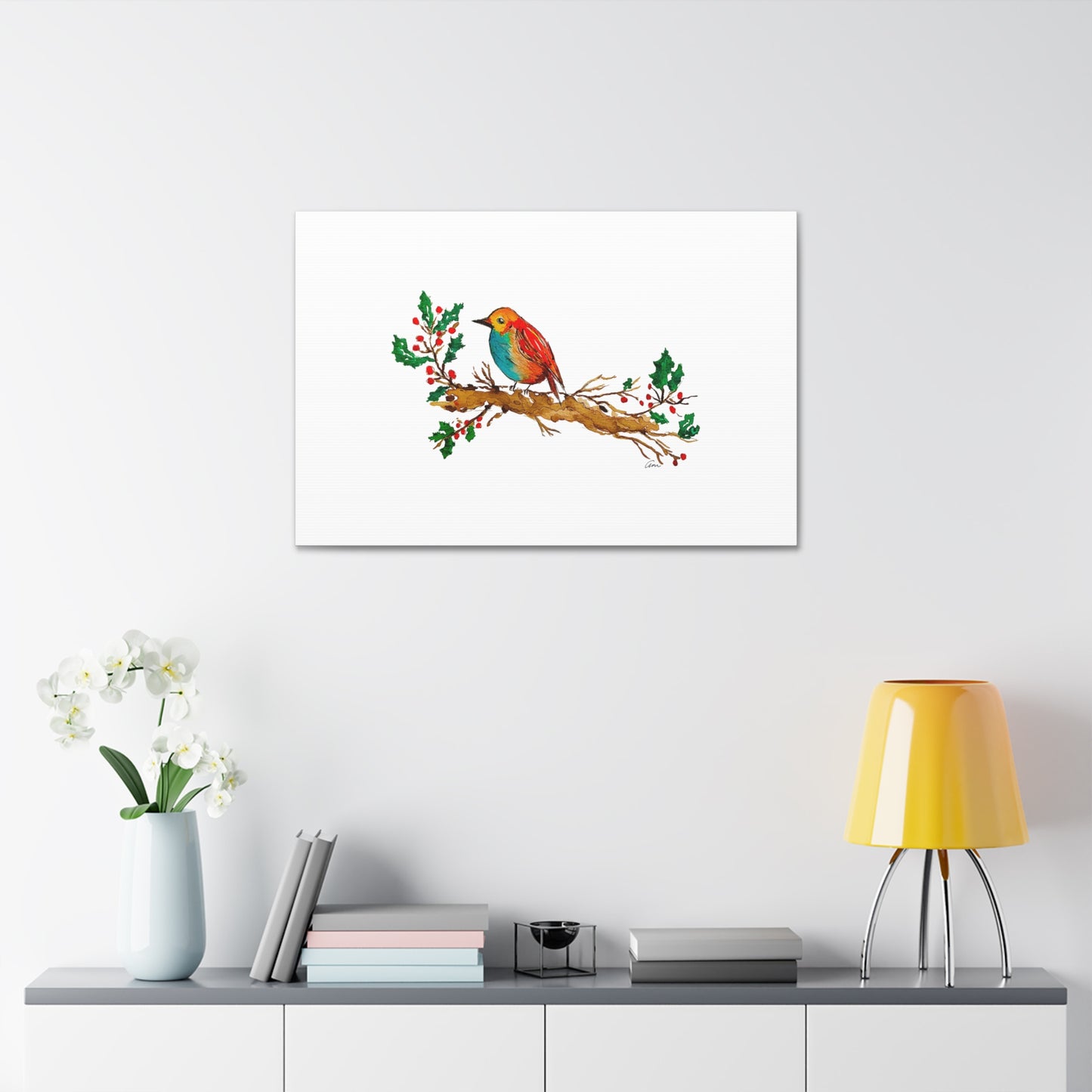 Bright Bird on a Branch Canvas Print