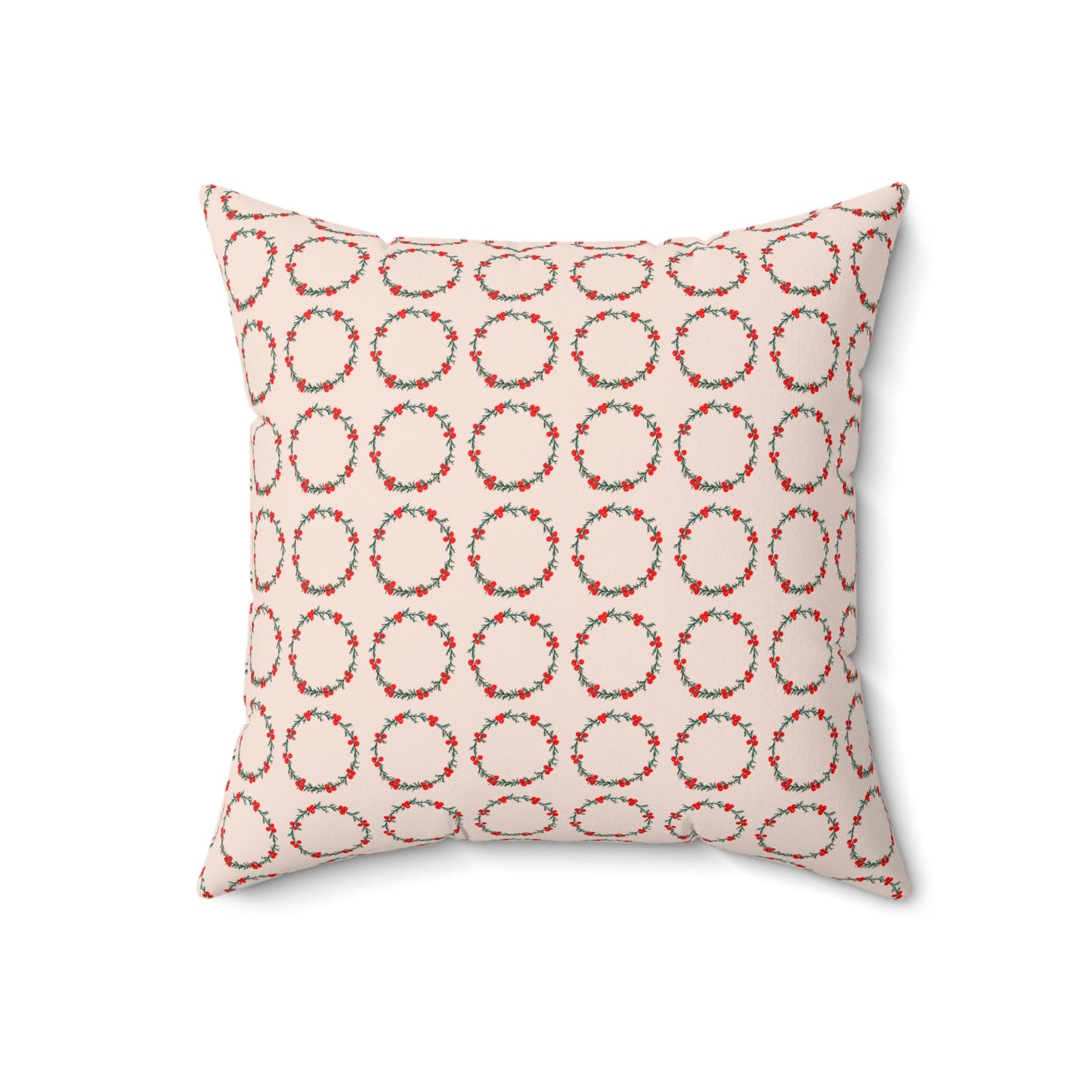 Wreath Faux Suede Cream Square Pillow