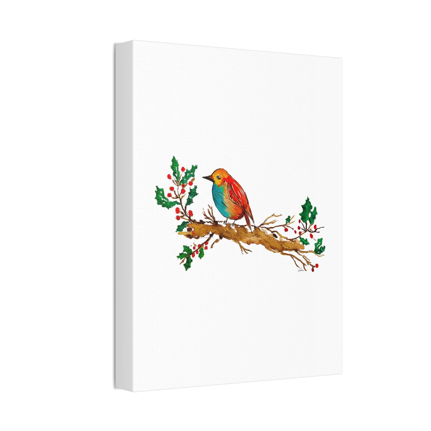 Bright Bird on a Branch Canvas Print
