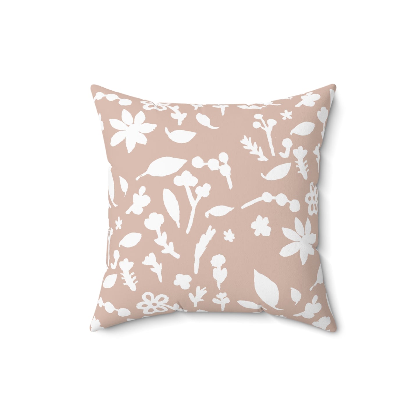 Fall Foliage Faux Suede Beige Square Pillow