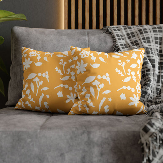 Bumblebee Fall Foliage Faux Suede Square Pillowcase