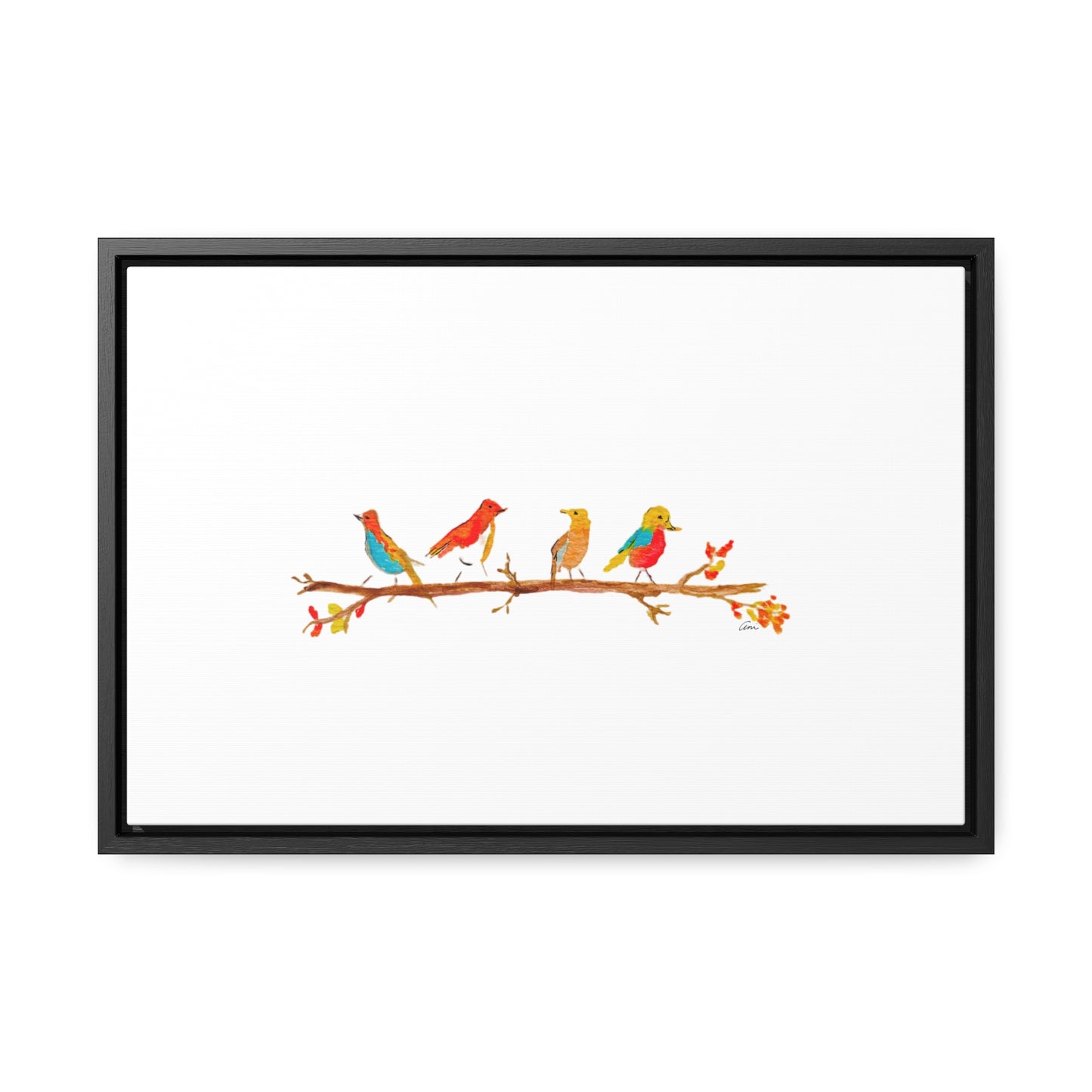 Birds on a Branch Gallery Canvas Wrap with Horizontal Frame