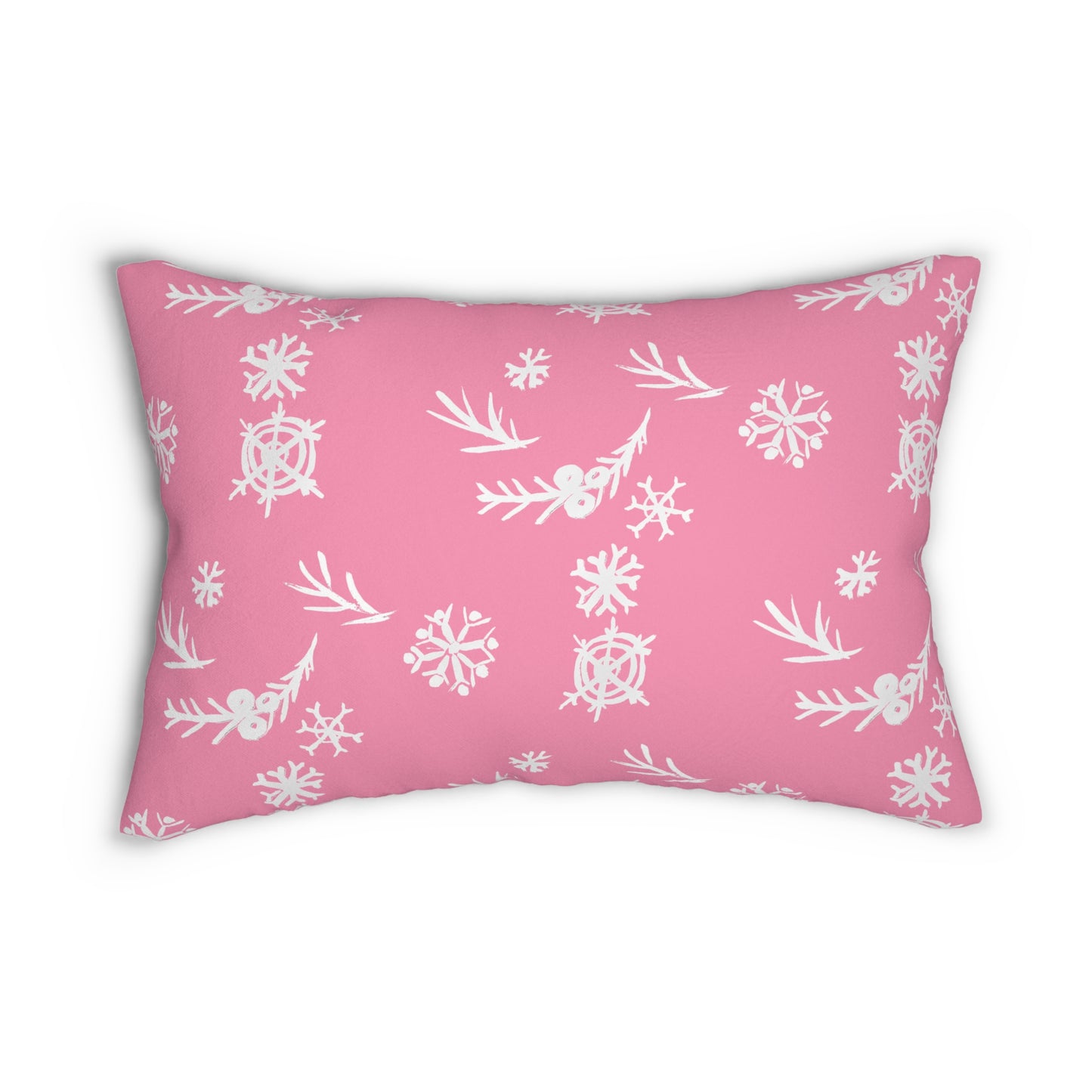 Snowflake Pink Lumbar Pillow