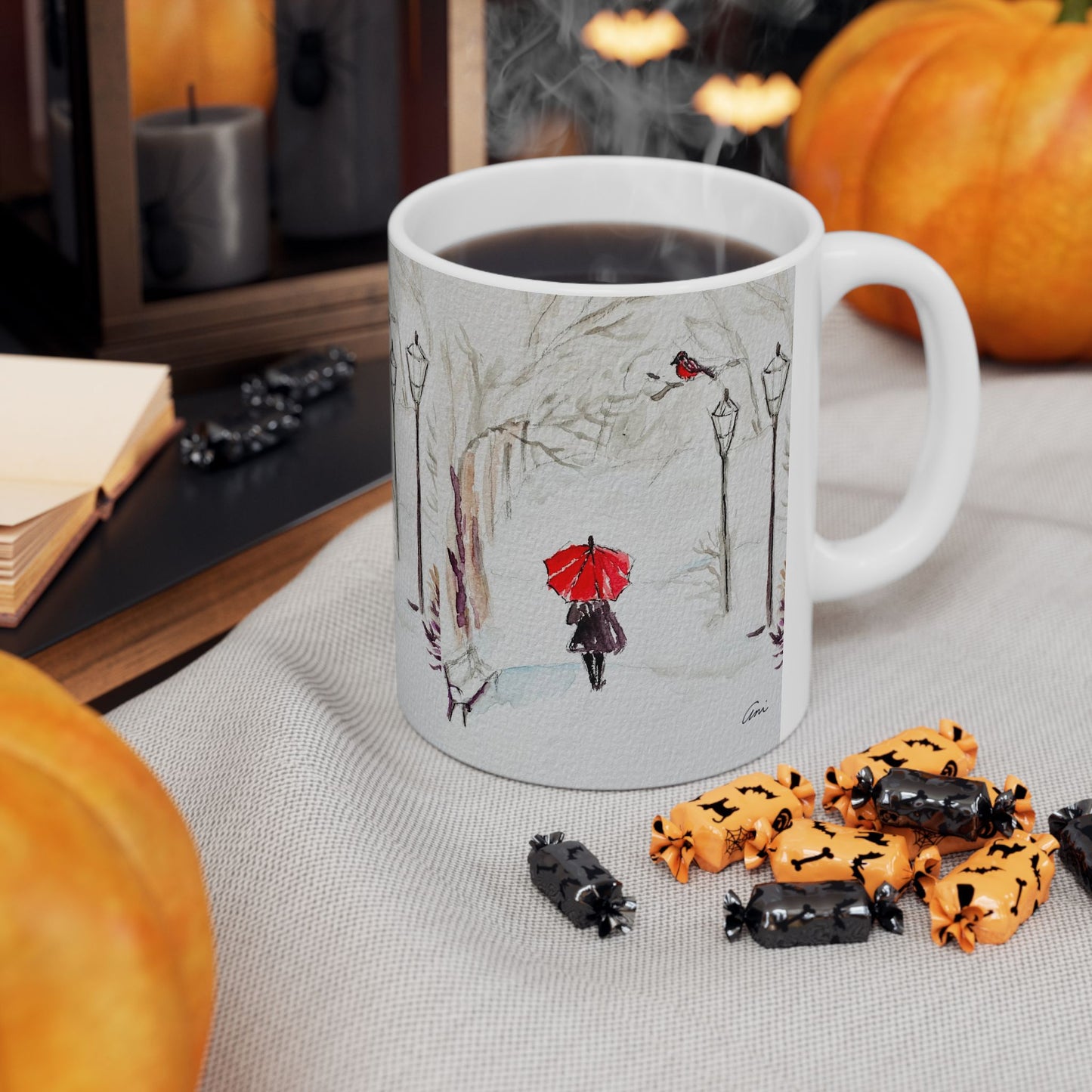 The Red Umbrella Ceramic Mug