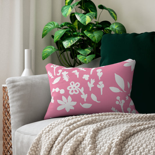 Pink Fall Foliage Lumbar Pillow