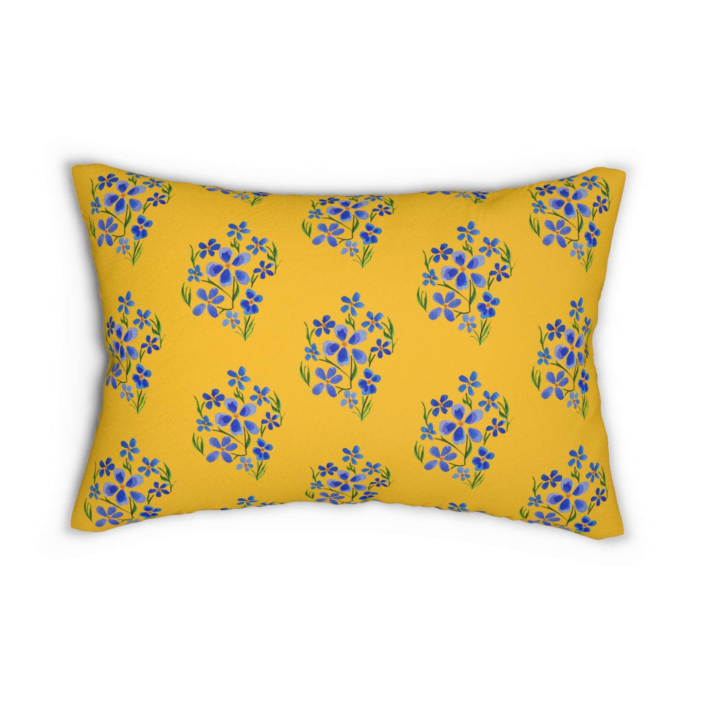 Forget Me Not Spun Polyester Yellow Lumbar Pillow