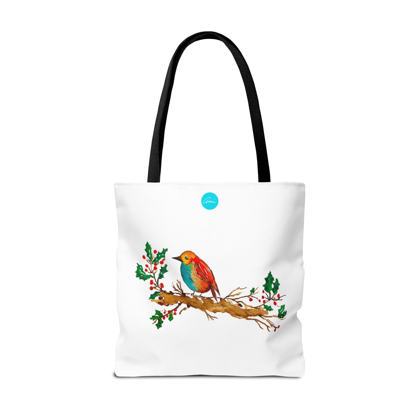 Bright Bird on a Branch White Tote Bag