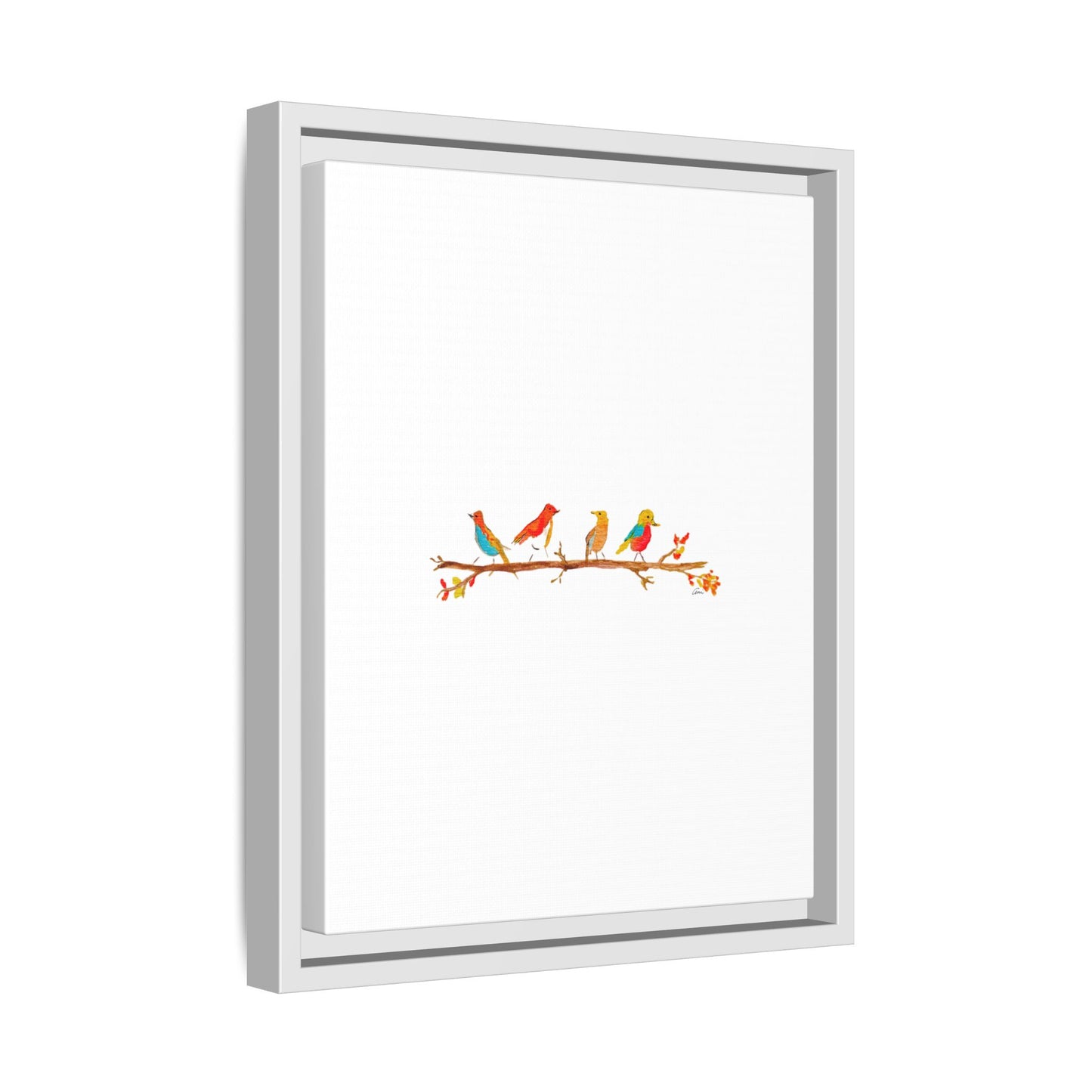 Birds on a Branch Gallery Canvas Print with Frame