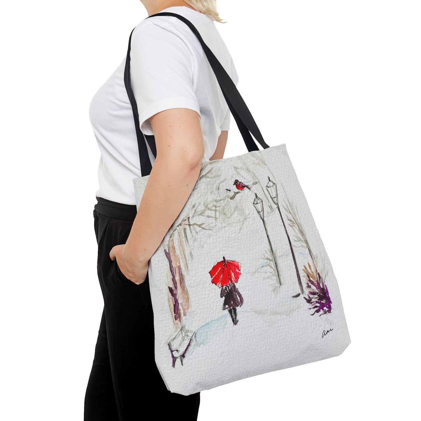 The Red Umbrella Ivory Tote Bag