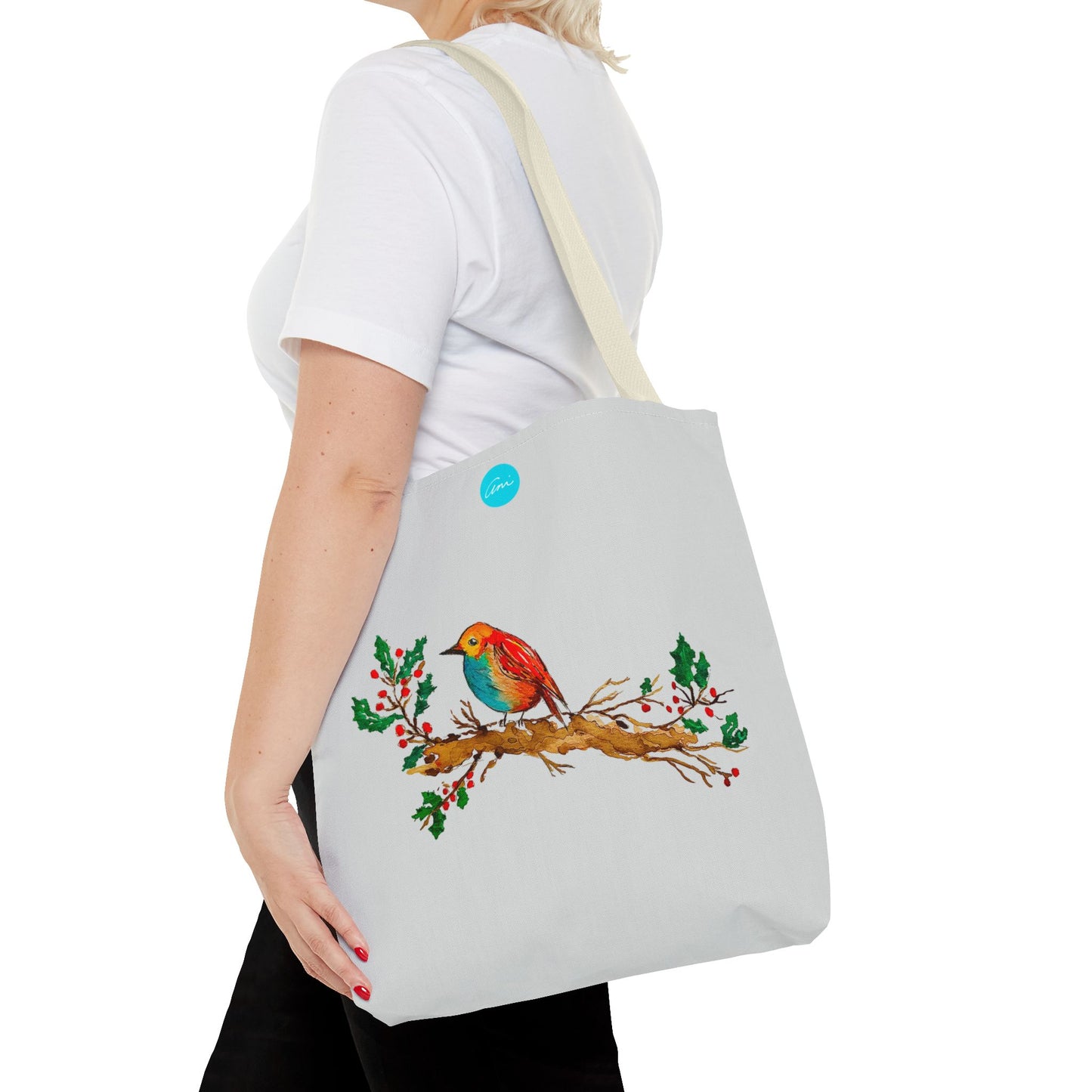 Bright Bird on a Branch Light Grey Tote Bag