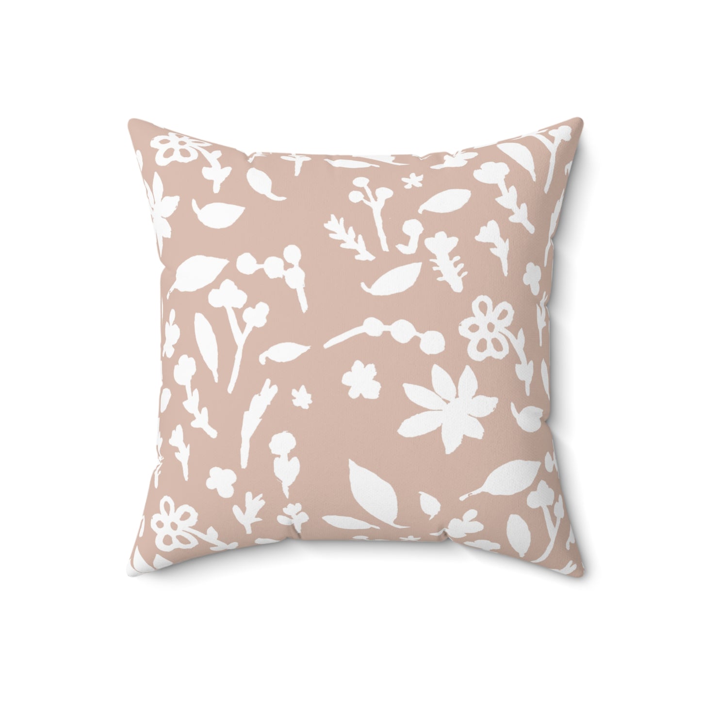 Fall Foliage Faux Suede Beige Square Pillow