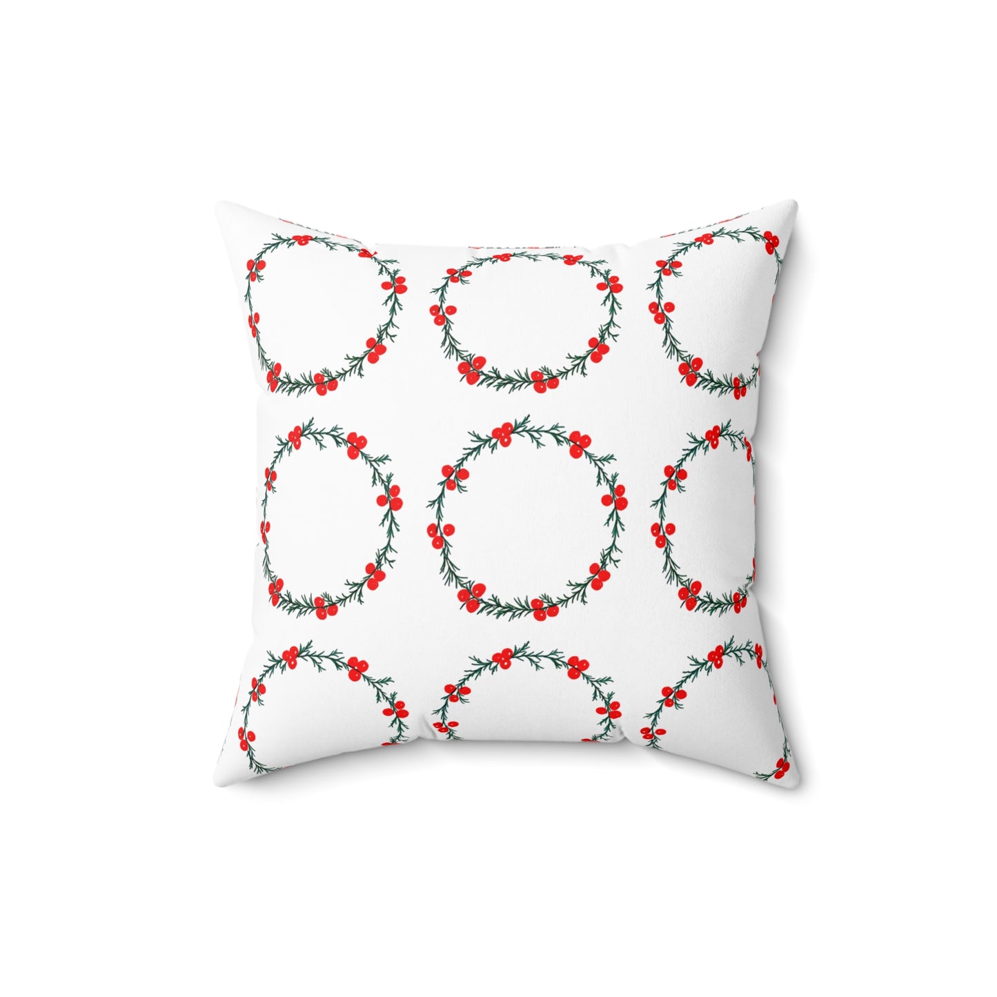 Wreath Faux Suede White Square Pillow