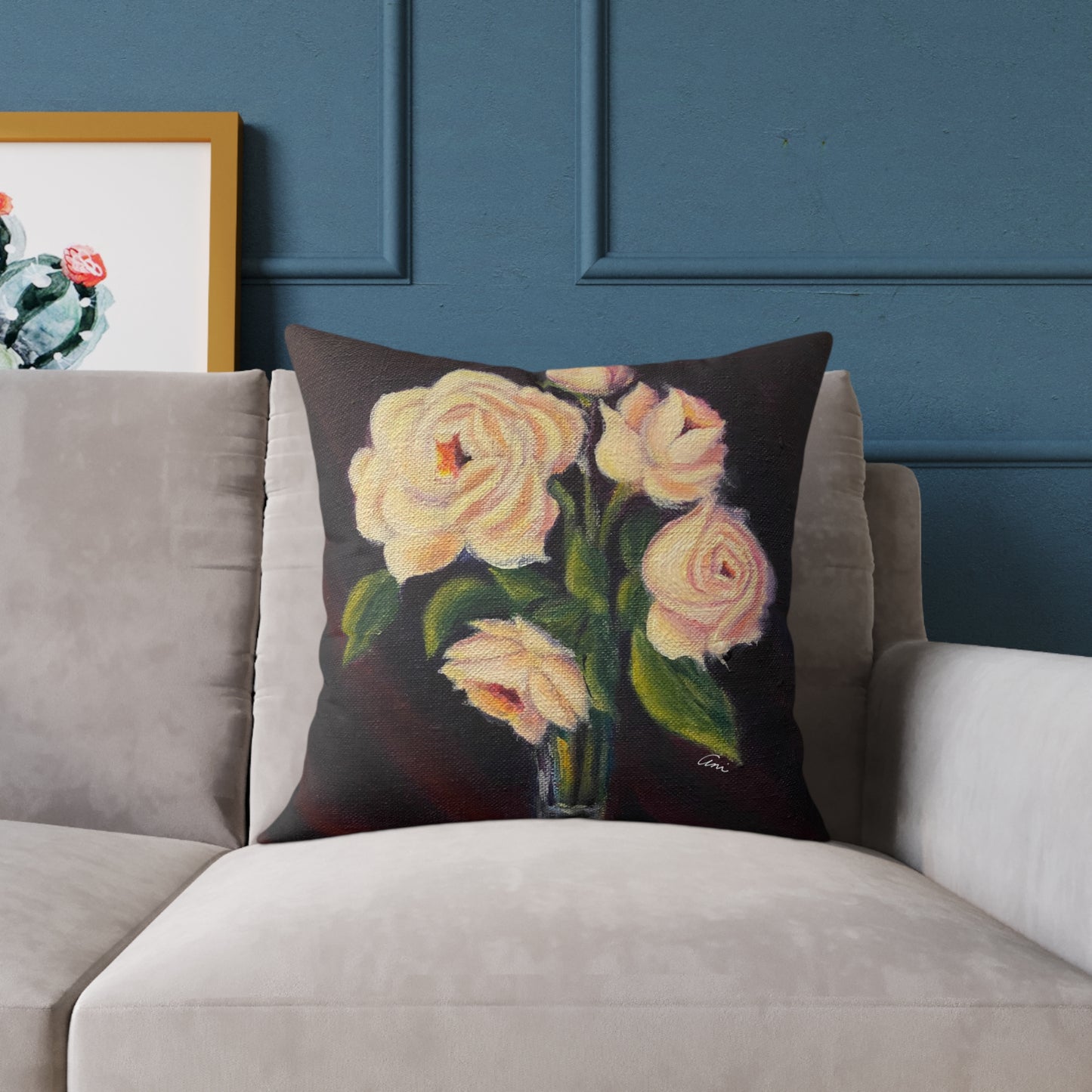 Five Roses Poly Canvas Pillow