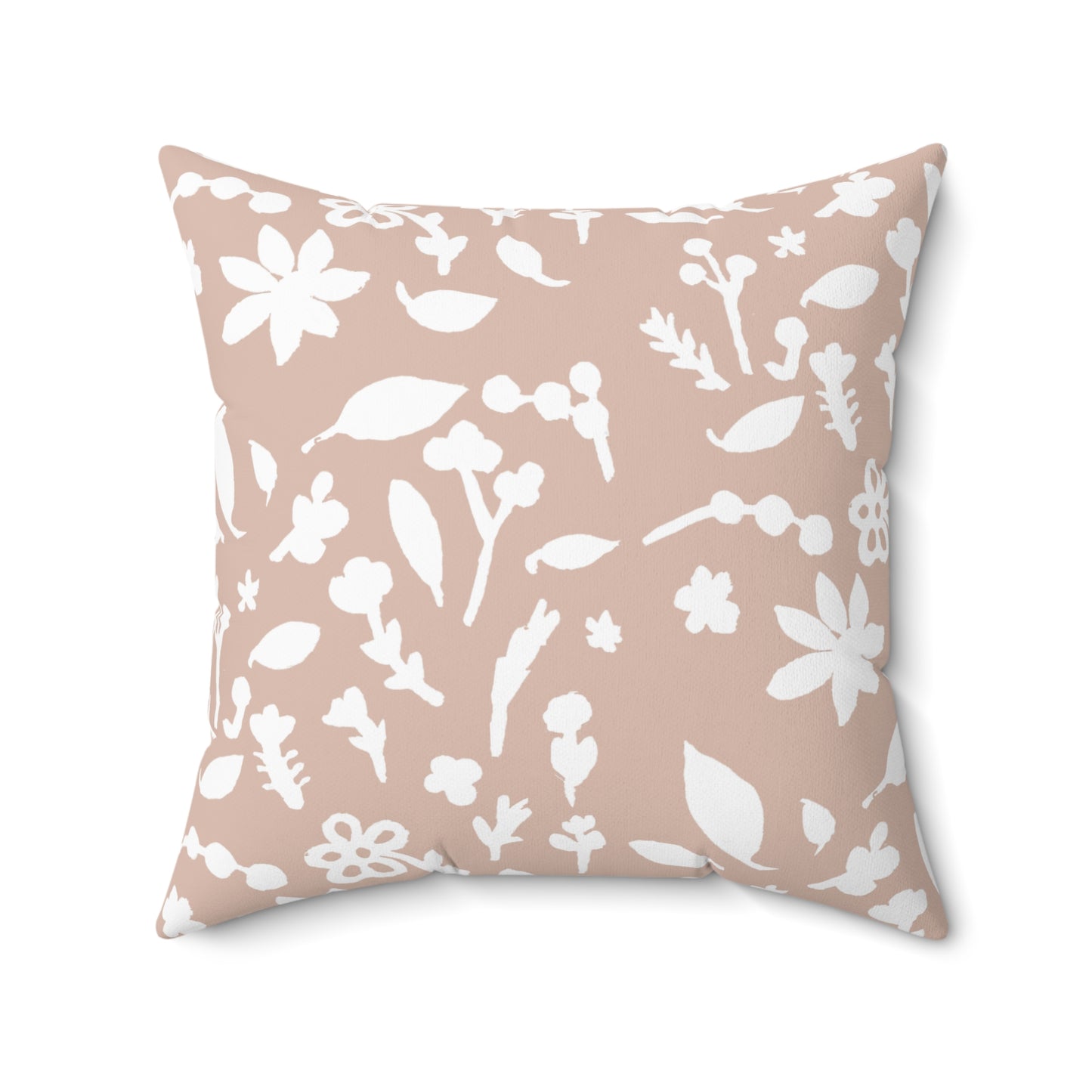 Fall Foliage Faux Suede Beige Square Pillow