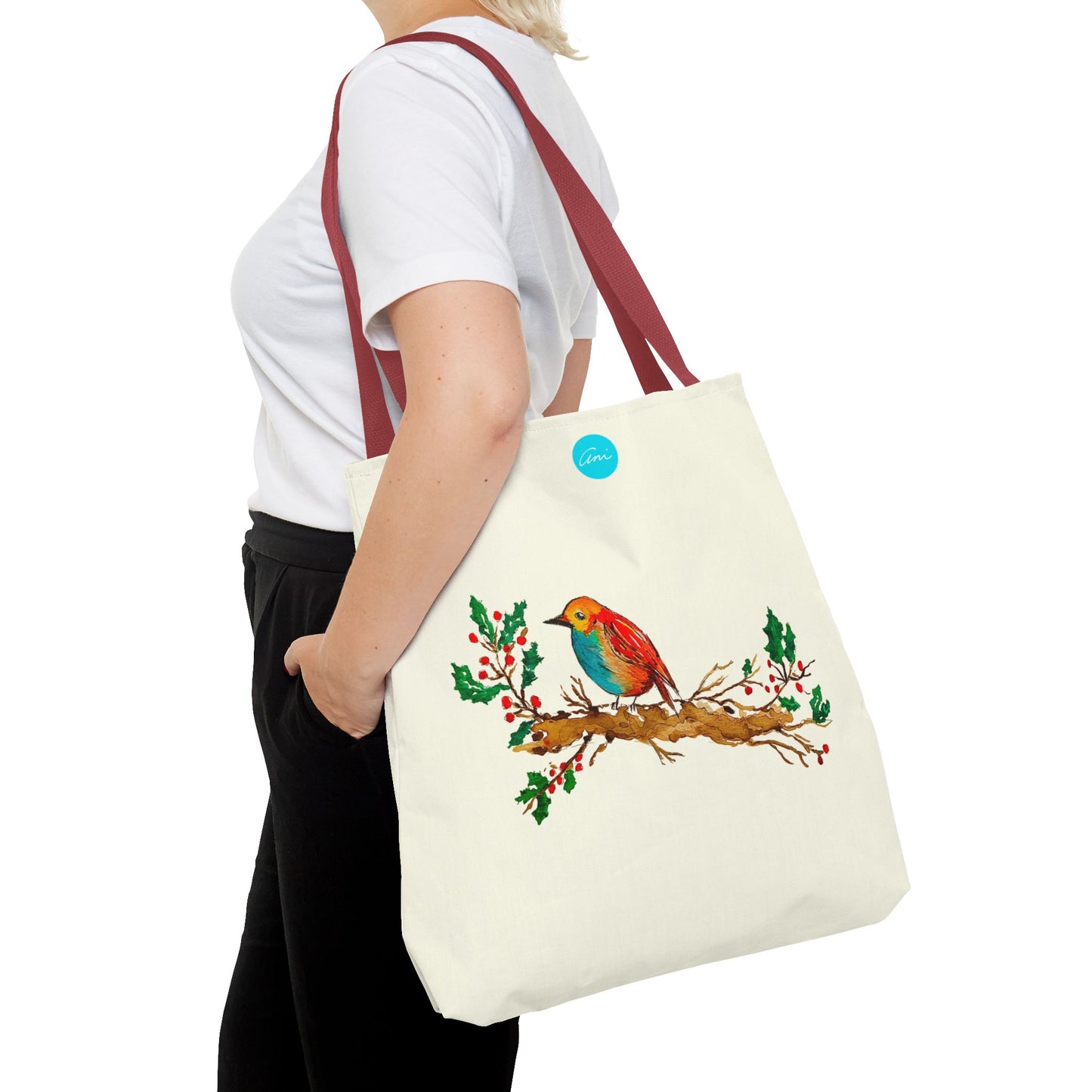 Bright Bird on a Branch Ivory Tote Bag