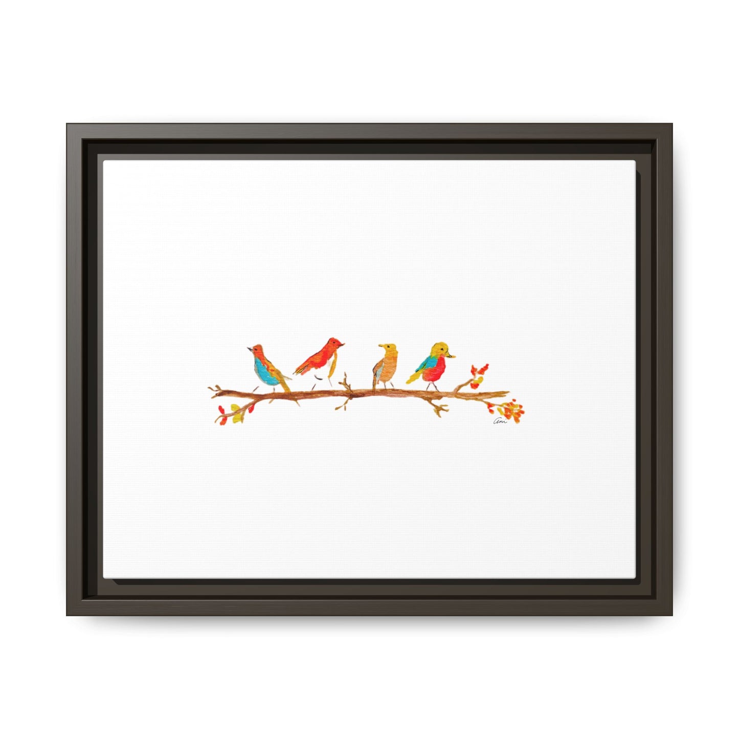 Birds on a Branch Gallery Canvas Print with Frame