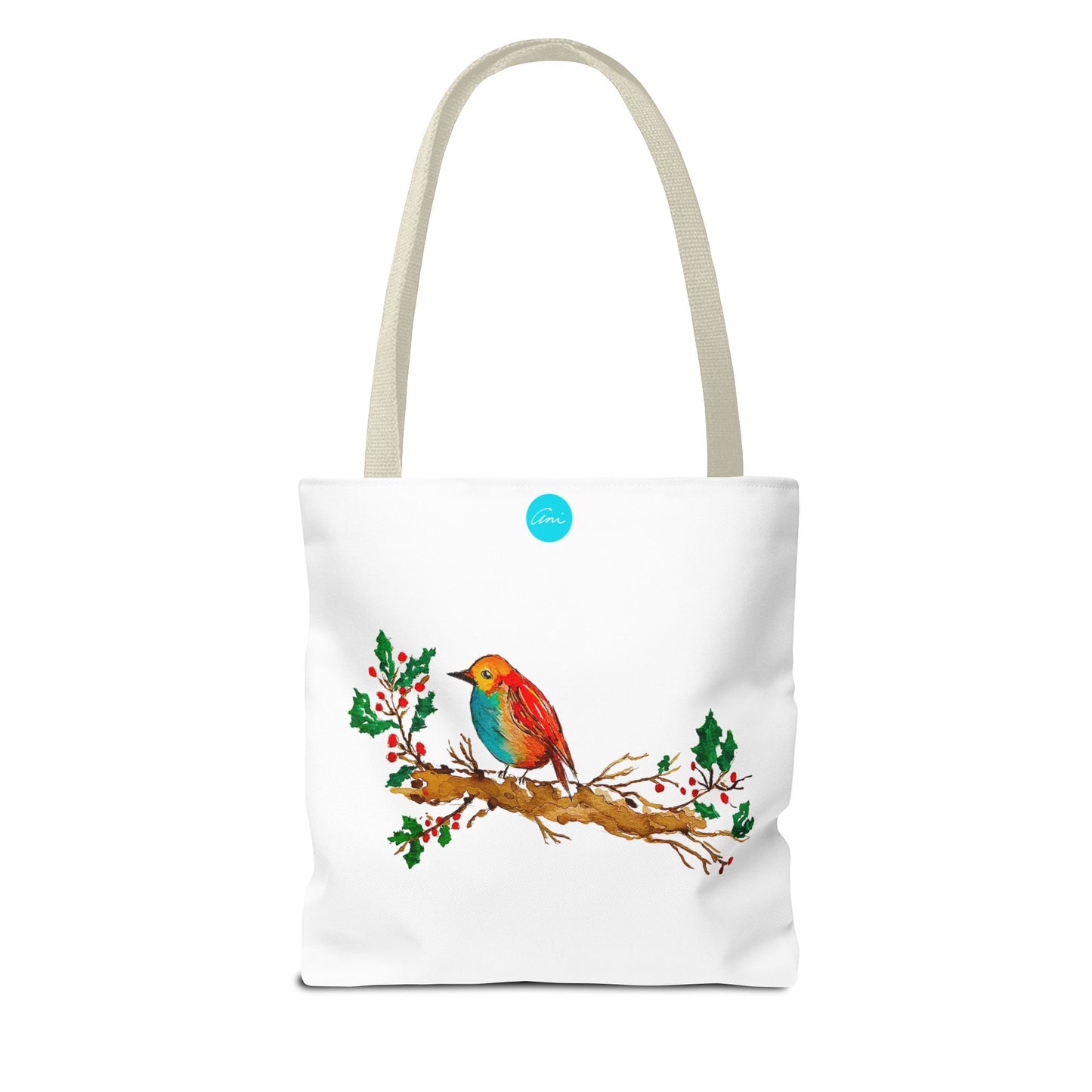 Bright Bird on a Branch White Tote Bag