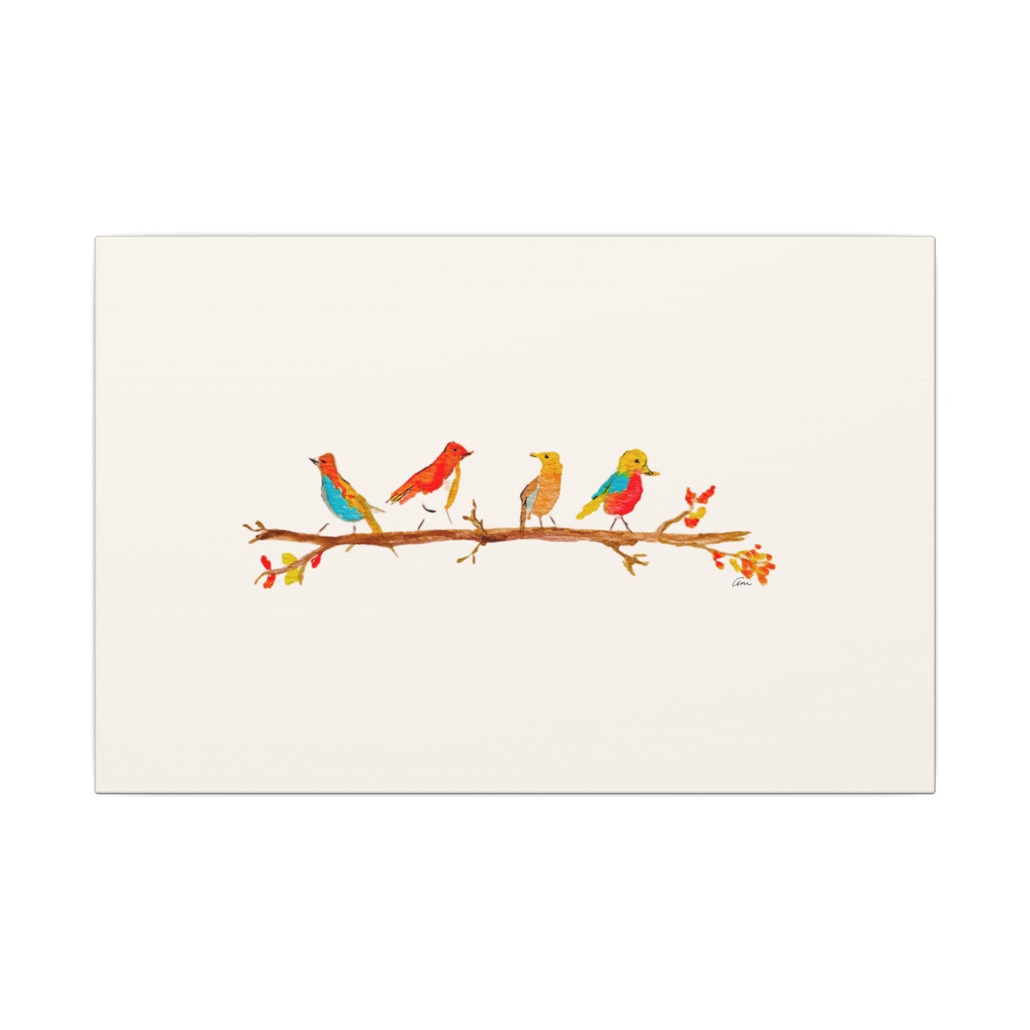 Birds on a Branch Matte Canvas Print