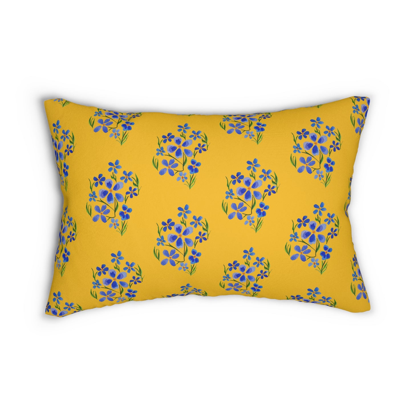 Forget Me Not Spun Polyester Yellow Lumbar Pillow